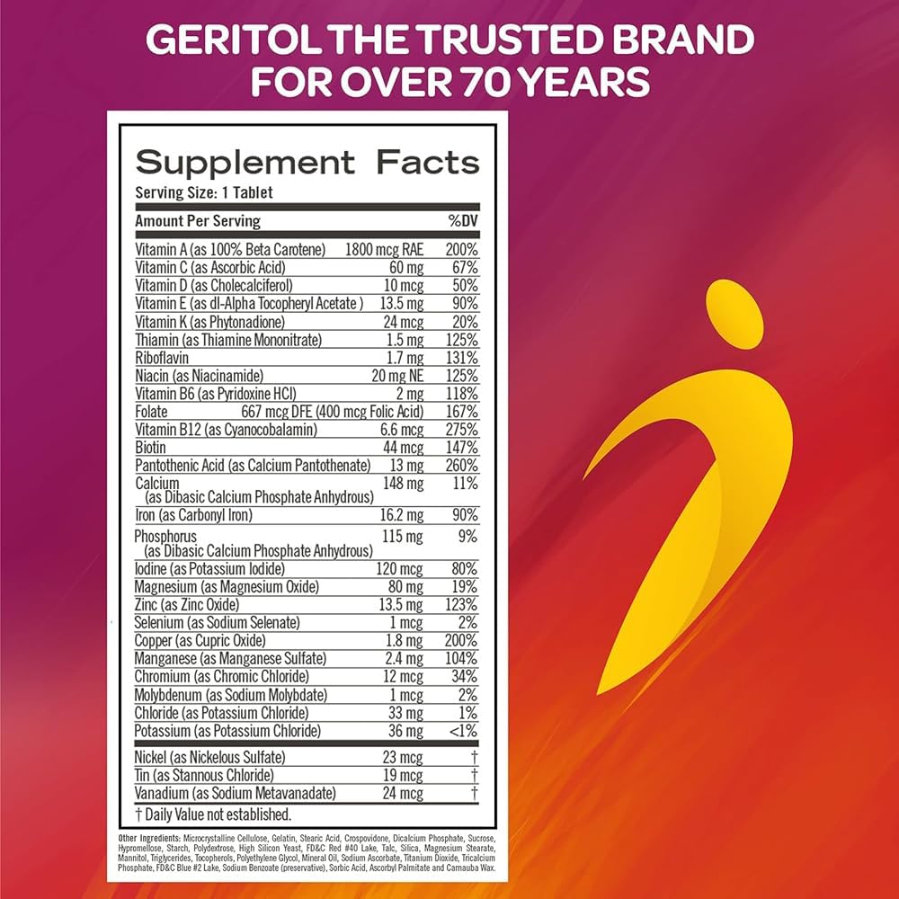 Geritol Multi-Vitamin Nutritional Support Tablets – 26 Essential Vitamins and Minerals, 40 Count (Pack of 2)