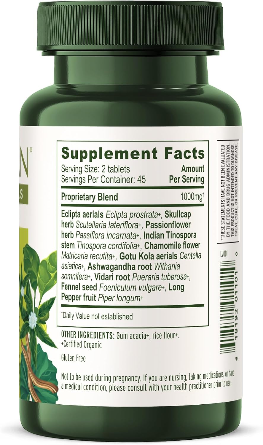 Banyan Botanicals Organic Tranquil Mind - Nervous System Support & Physical Relaxation - 90 Tablets - görsel 8