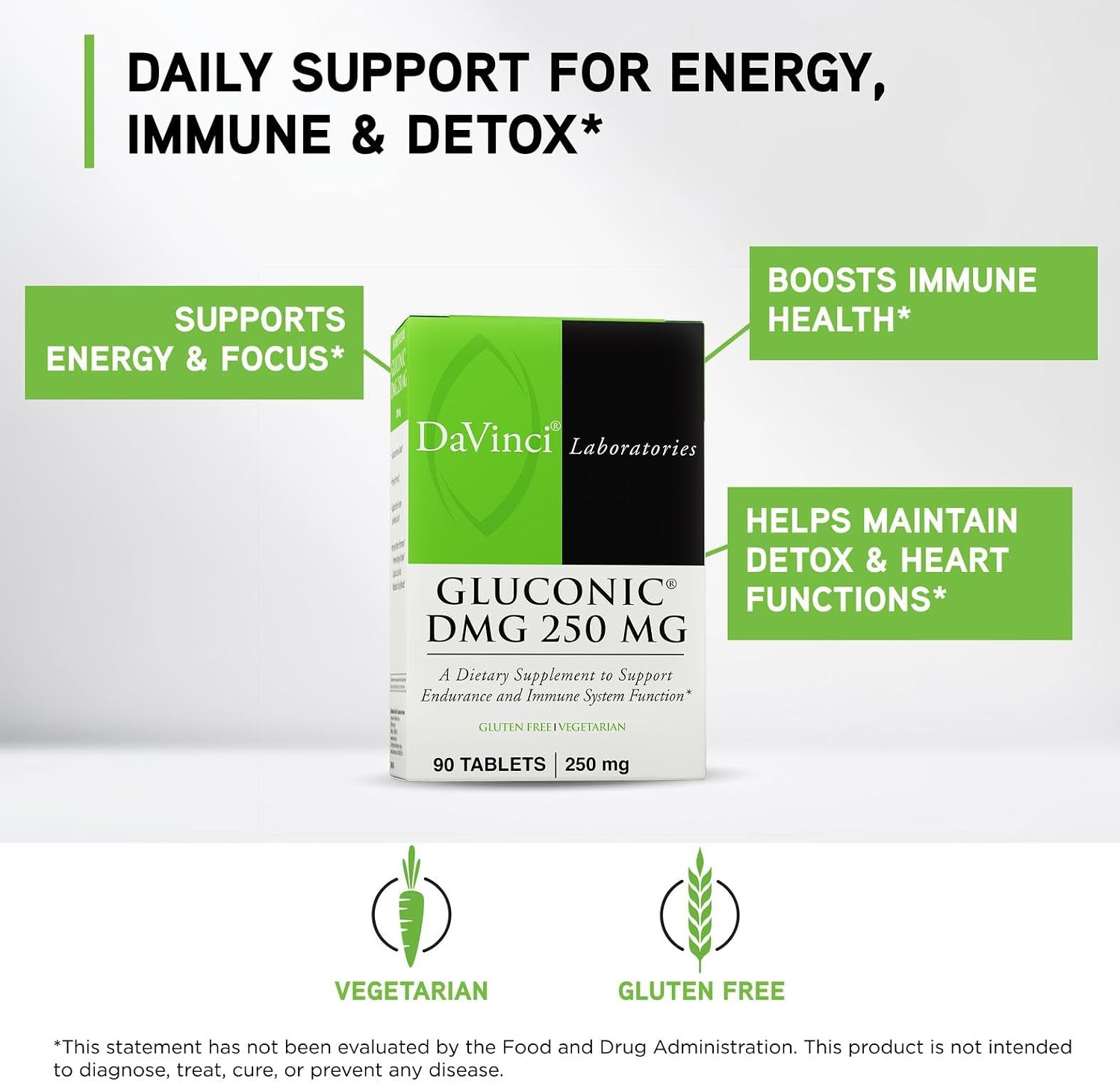 DaVinci Labs Gluconic DMG 250 mg - 90 Chewable Tablets