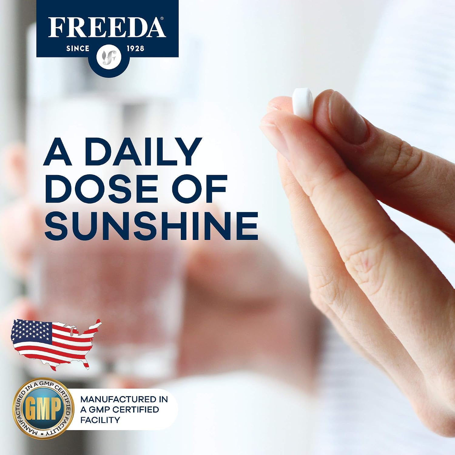 FREEDA Pure Vitamin D3 3000 IU – Daily Strength – Supports Bone, Muscle & Immune Health – 75 mcg (3,000 IU) Easy-to-Swallow Tiny Tablets (250 Count)