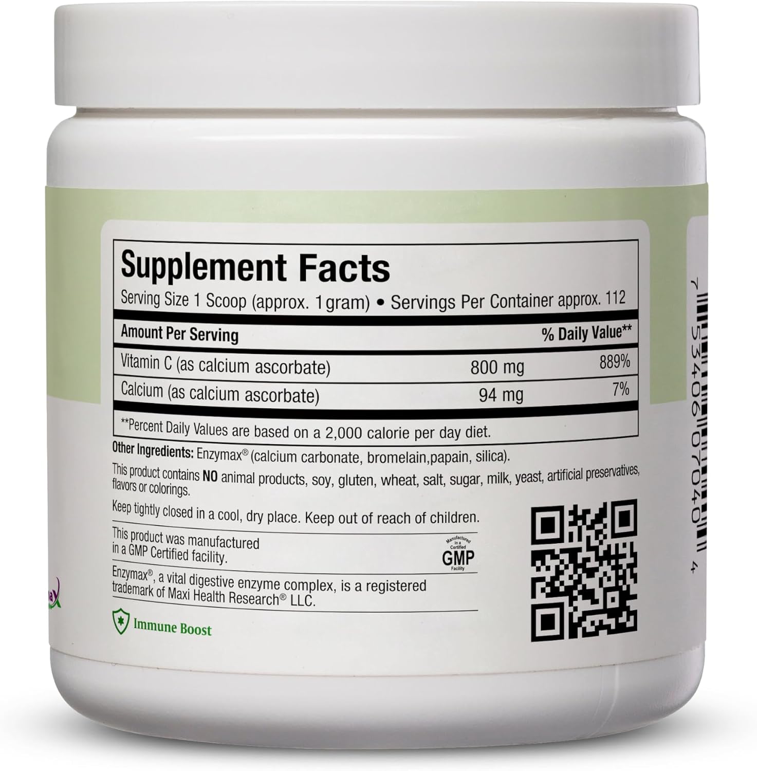 Maxi Health Buffered Vitamin C Powder – Gentle, Stomach-Friendly High Potency Immune Support, 113 g (4 oz)