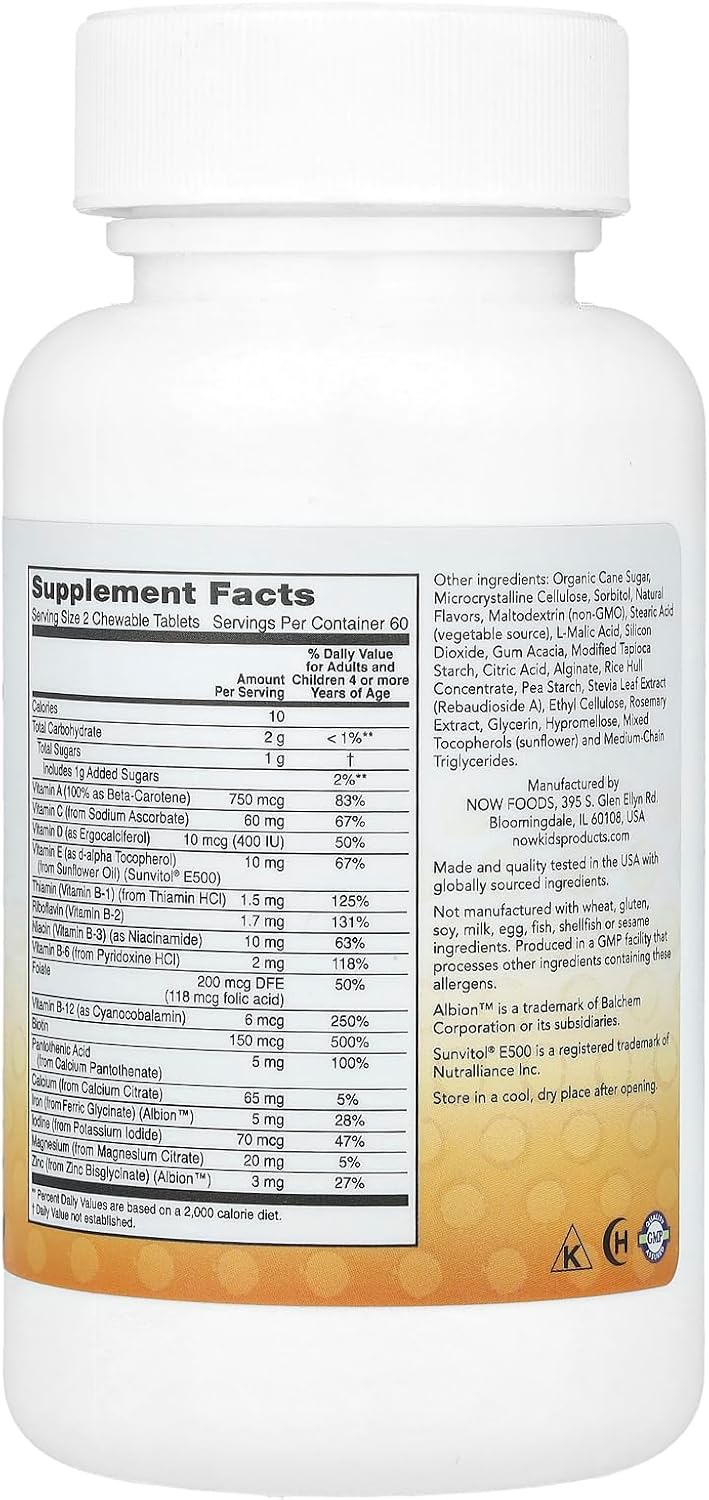 NOW Foods Kid Vits Berry Lemonade 120 Chewable Tablets