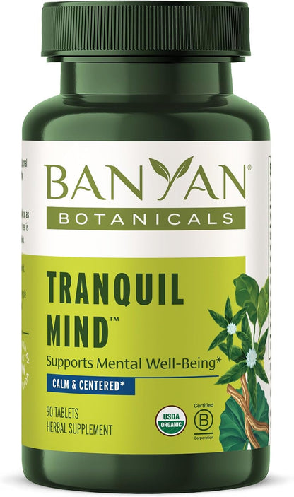 Banyan Botanicals Organic Tranquil Mind - Nervous System Support & Physical Relaxation - 90 Tablets