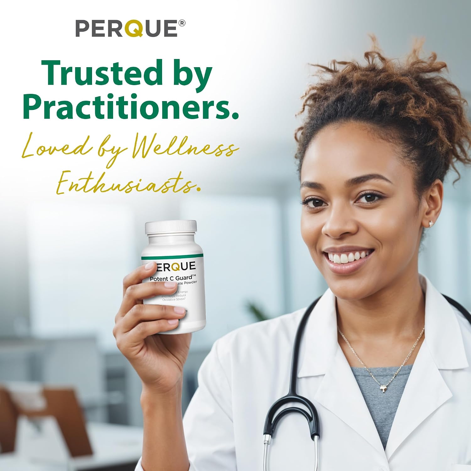 PERQUE Buffered Vitamin C Ascorbate Powder – pH Balanced, Allergen-Free, Effervescent – 16 oz (454 g)