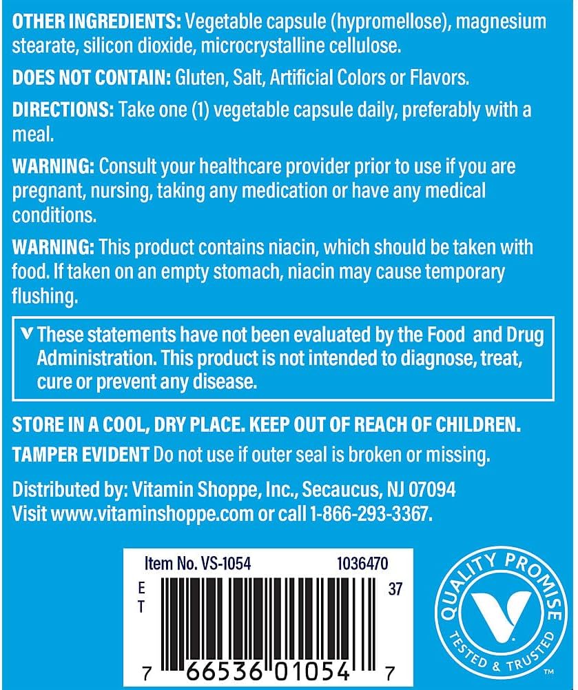 The Vitamin Shoppe Vitamin B-Complex Supplement, High-Potency B Vitamins for Energy Production, Stress Support & Nutrient Metabolism, Gluten-Free, 100 Vegetable Capsules