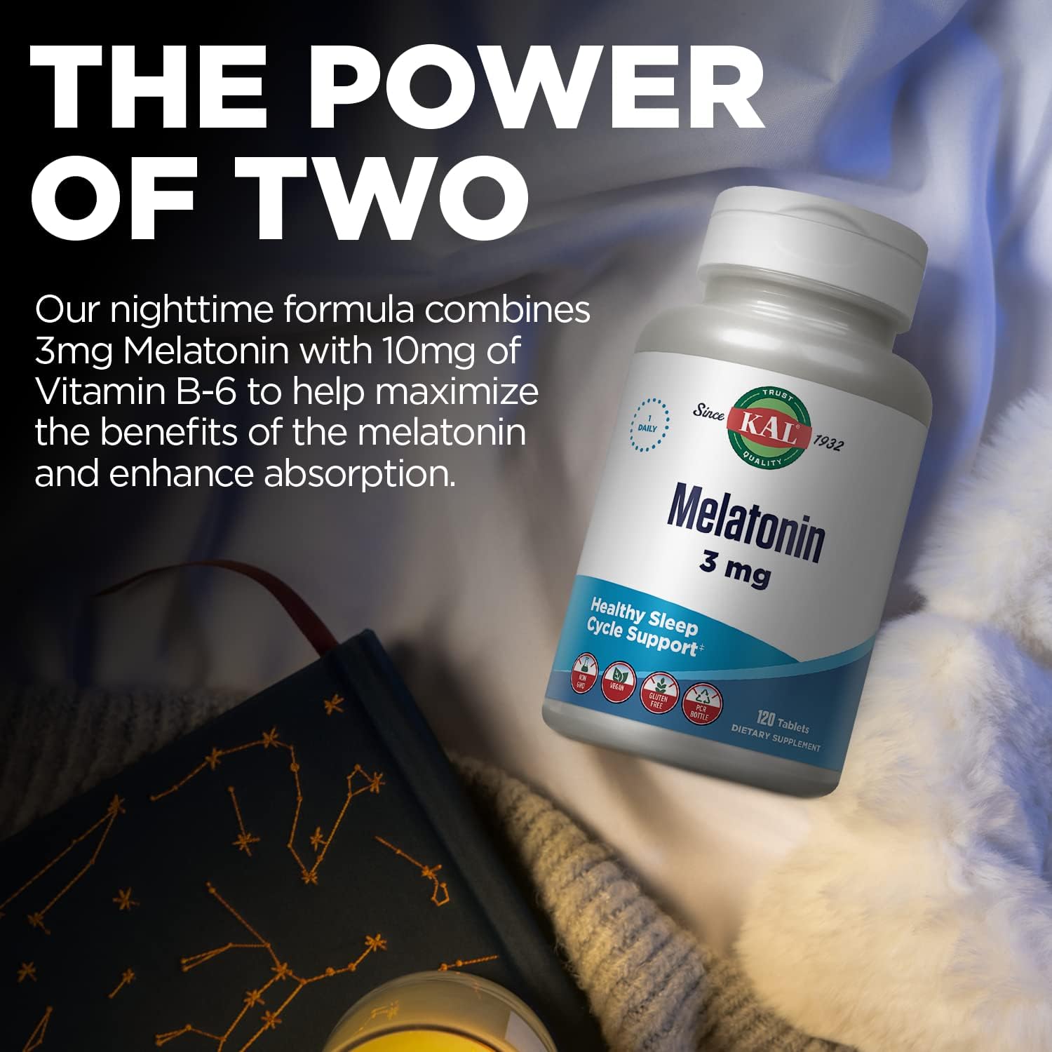 KAL Melatonin 3 mg Rapid-Dissolve Sleep Aid with Vitamin B6