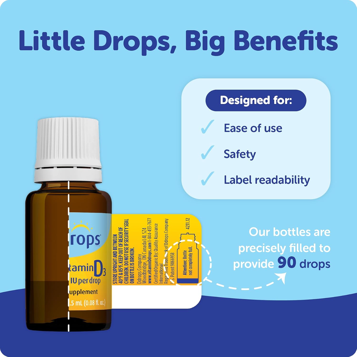 Ddrops Baby 400 IU Vitamin D Drops – 90 Drops (2.5 mL)