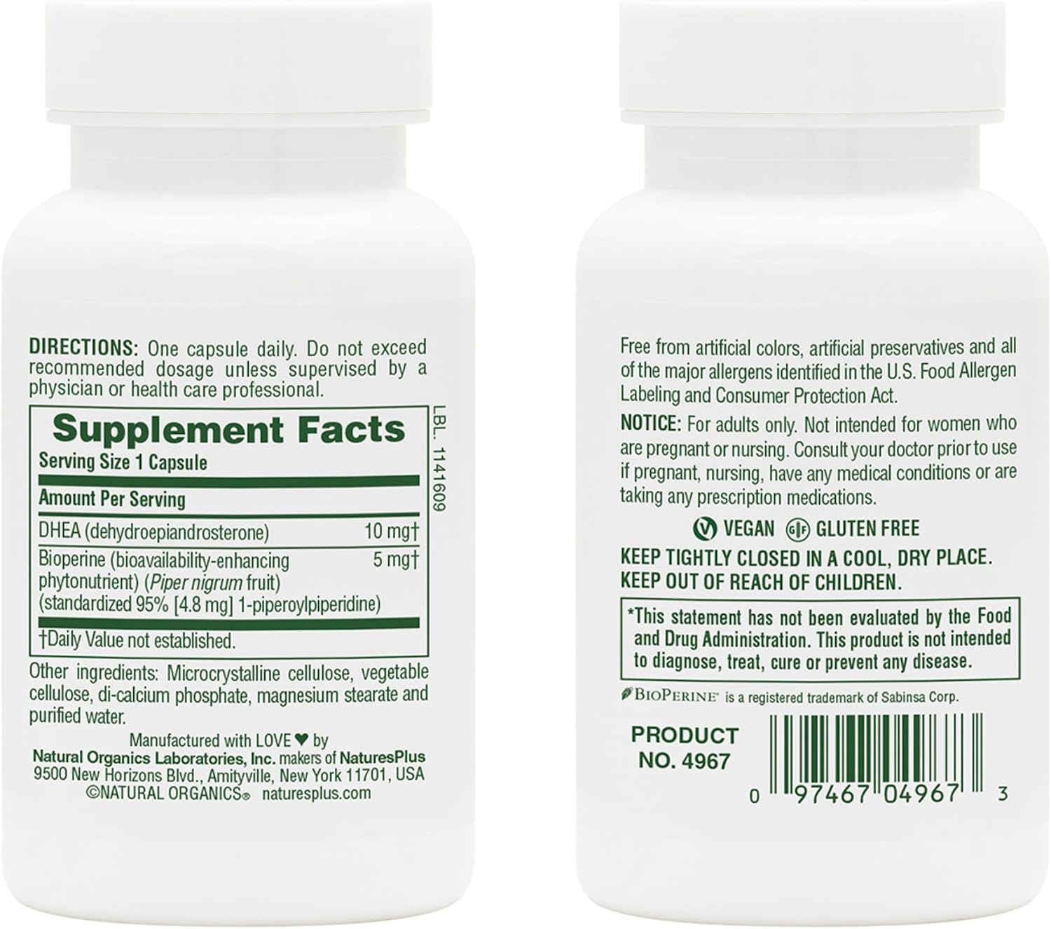 NaturesPlus DHEA-10 – Energy, Immune Health & Healthy Aging Support – 90 Capsules