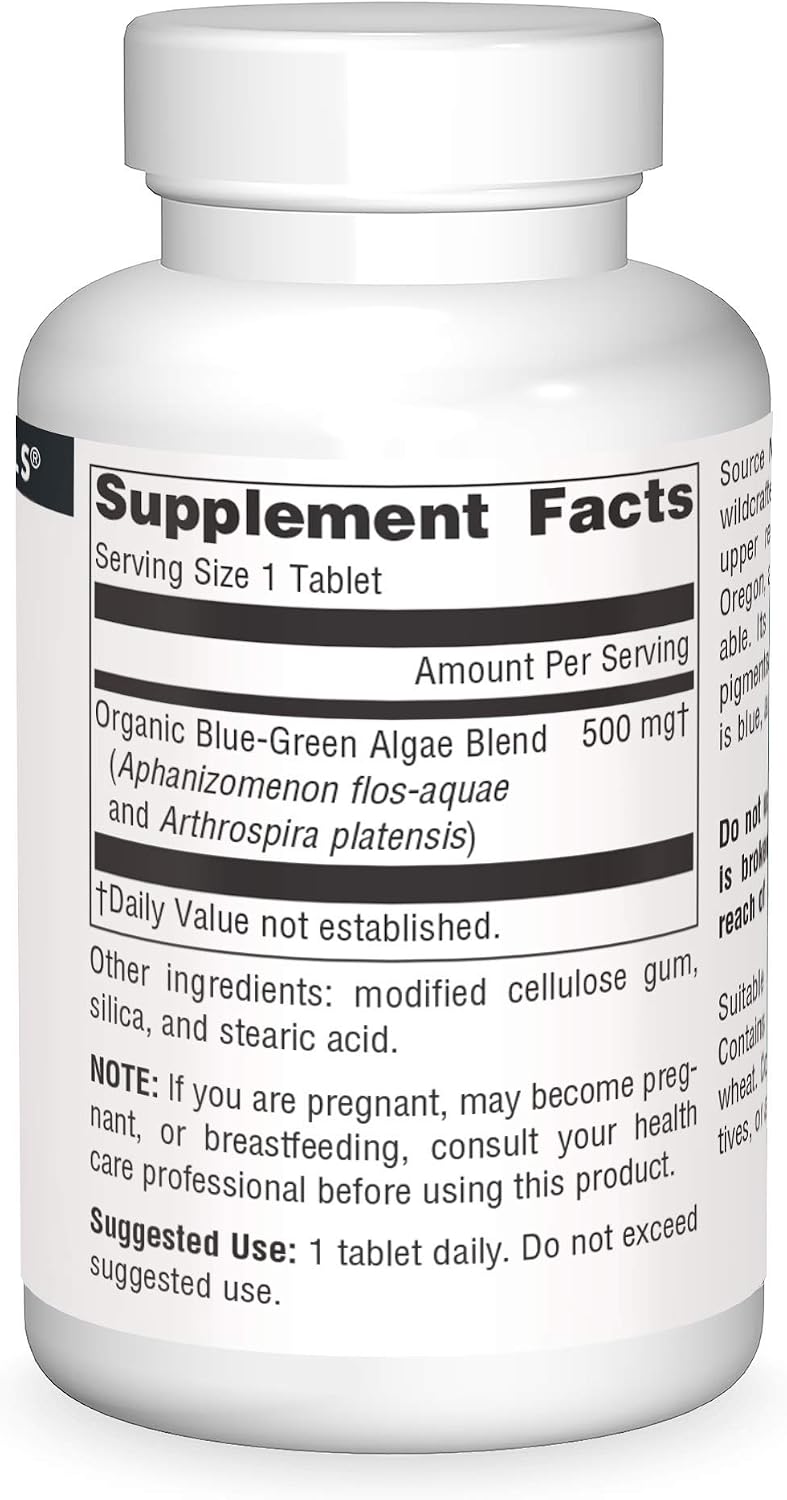 Source Naturals Blue Green Algae from Klamath Lake – 500 mg, 100 Tablets