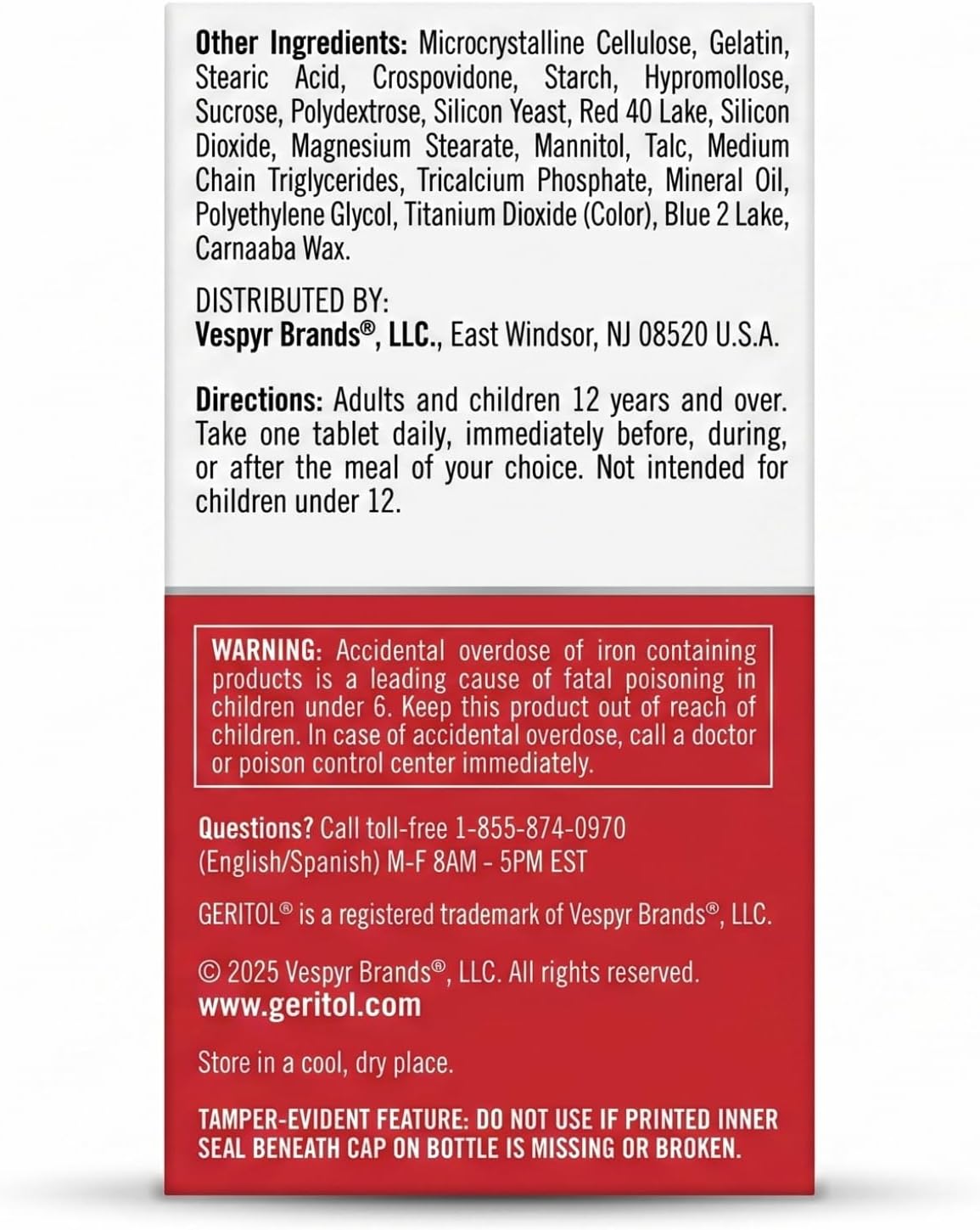 Geritol Multi-Vitamin Nutritional Support Tablets, 26 Essential Vitamins and Minerals, 100-Count Bottles (Pack of 2)
