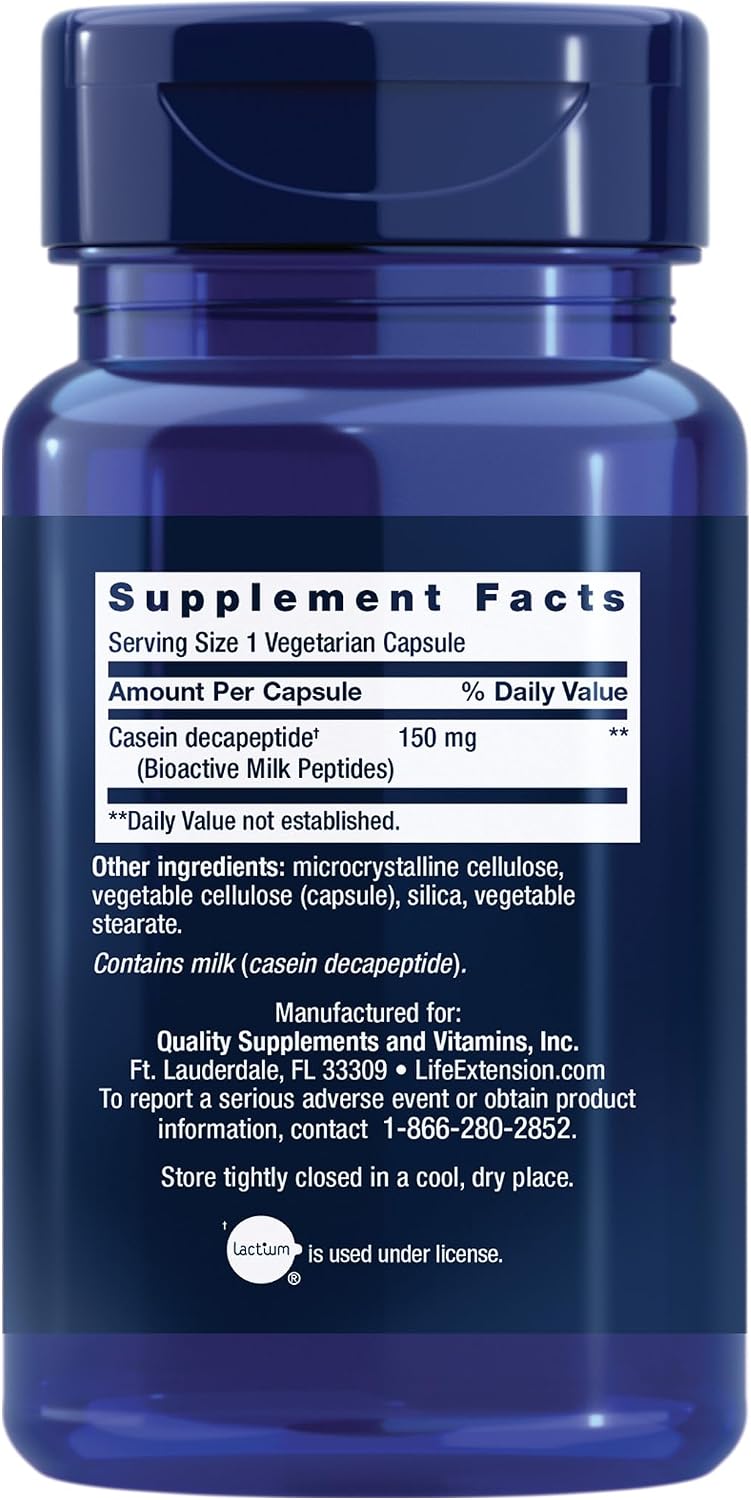 Life Extension Bioactive Milk Peptides - Sleep, Mood and Relaxation Support (30 Capsules)