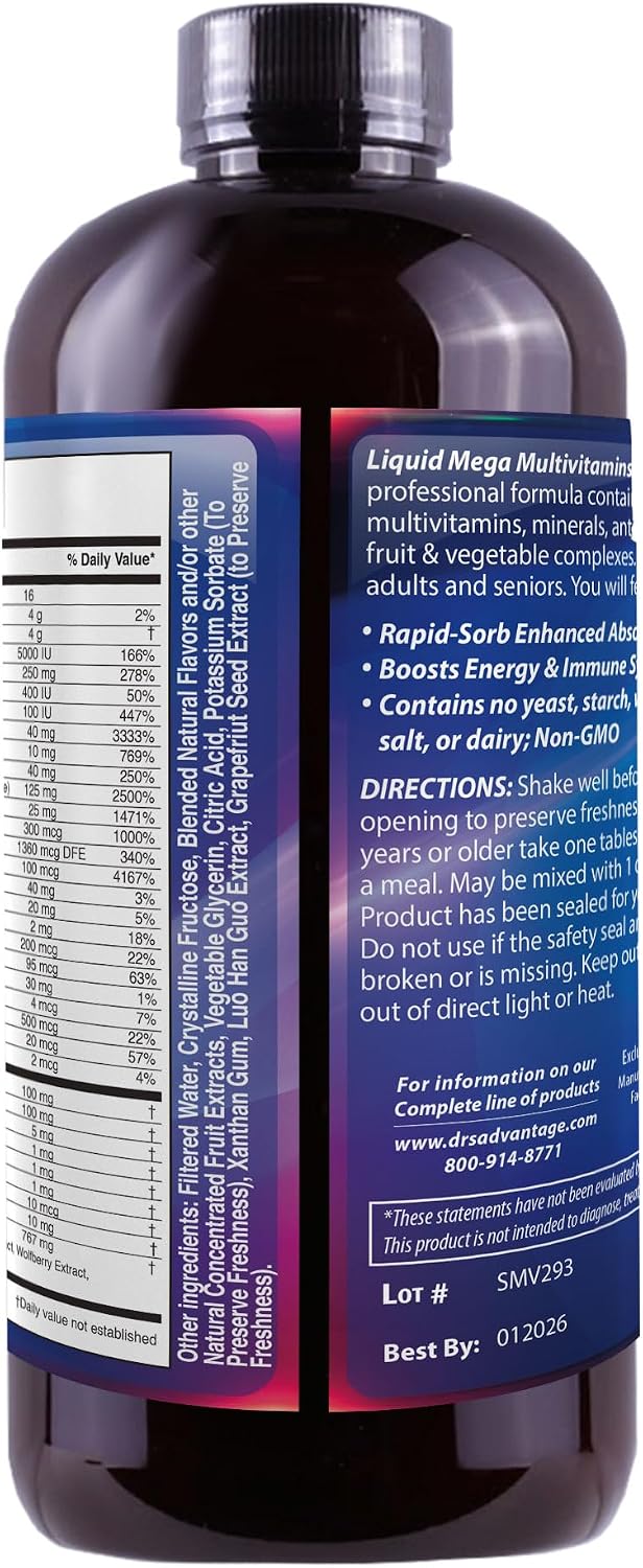 Liquid Mega MultiVitamins & Minerals - 16 oz (473 mL)