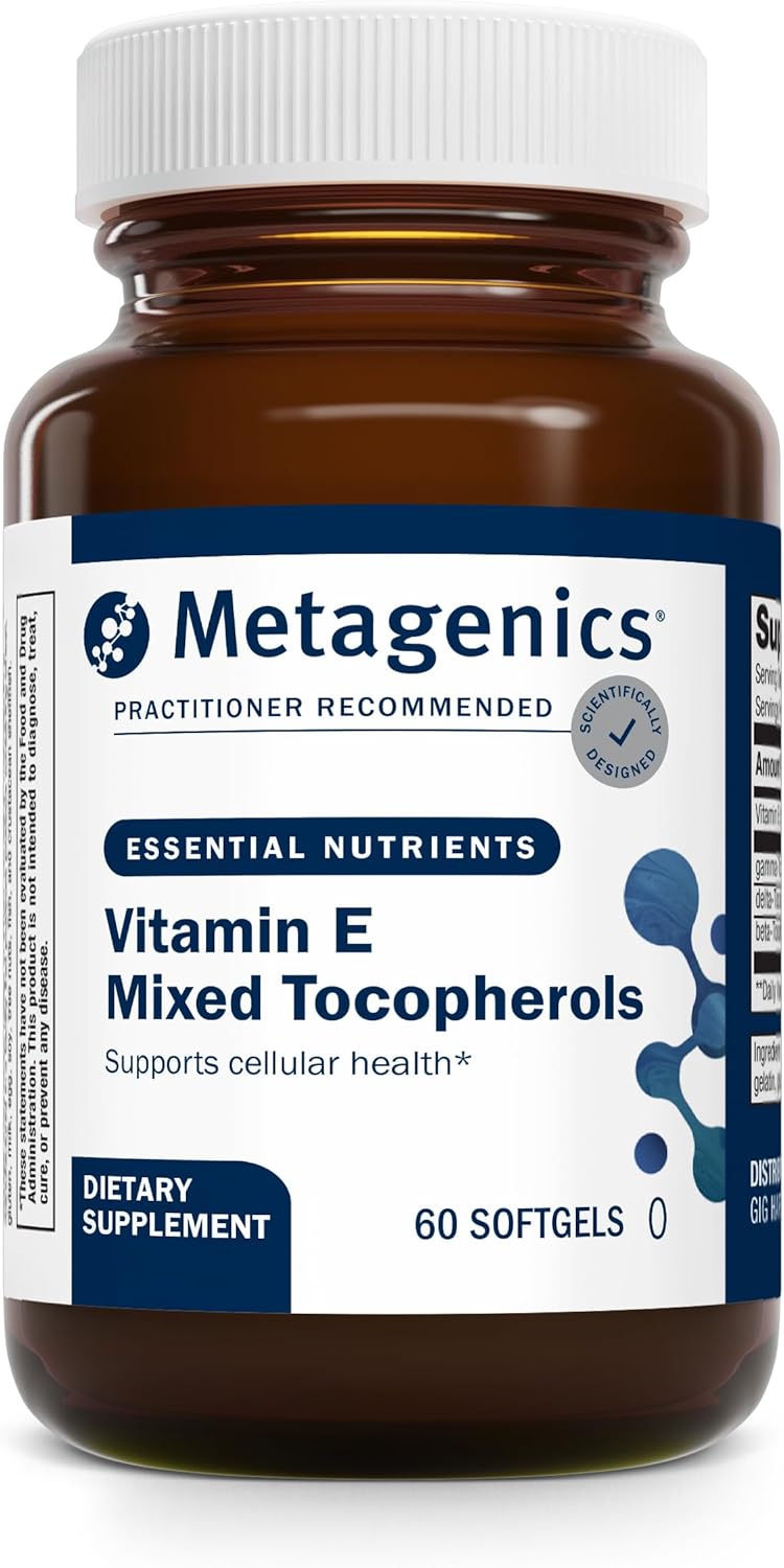Metagenics Vitamin E Mixed Tocopherols - High-Potency Antioxidant Supplement with Alpha & Gamma Tocopherols - Supports Heart, Immune & Cellular Health - Non-GMO, Gluten-Free - 60 Softgels