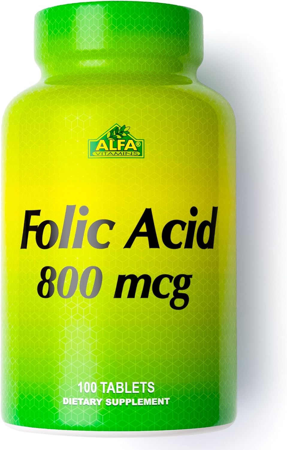ALFA VITAMINS Folic Acid 800 mcg Supplement, 100 Tablets - görsel 1