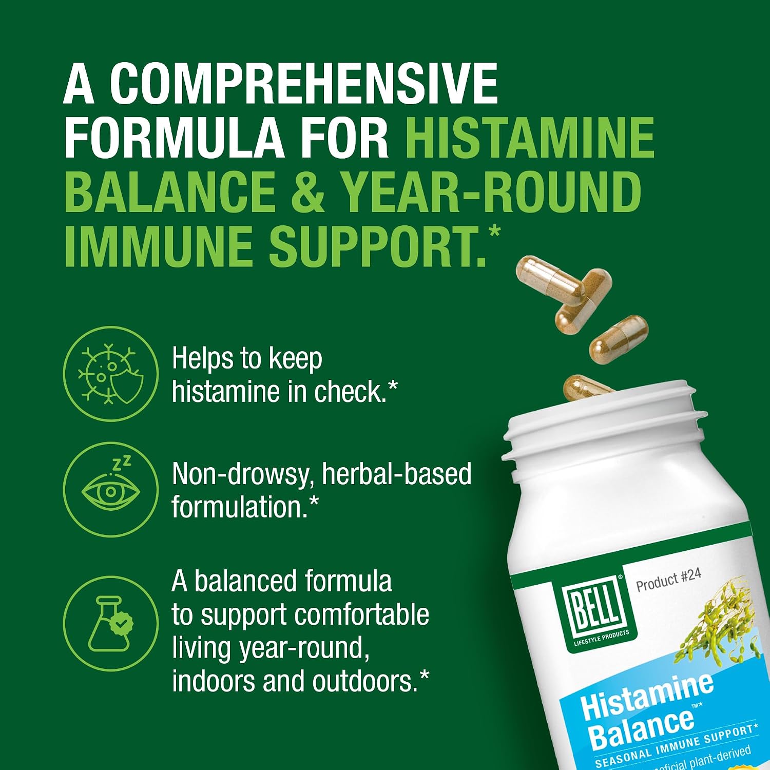 Bell Histamine Balance – Herbal Supplement for Respiratory & Immune Support, 30 Veggie Caps - görsel 3