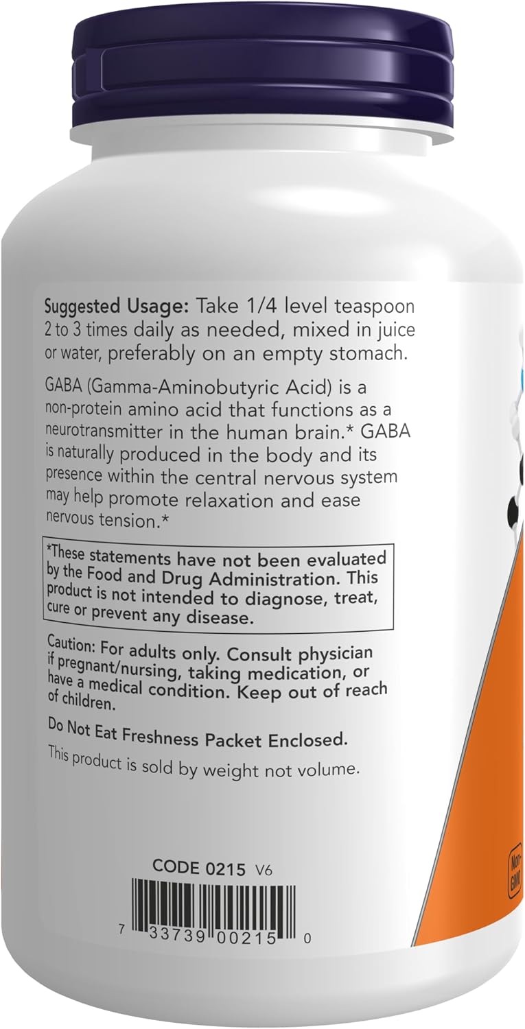 NOW Foods GABA (Gamma-Aminobutyric Acid) Powder, 170 g