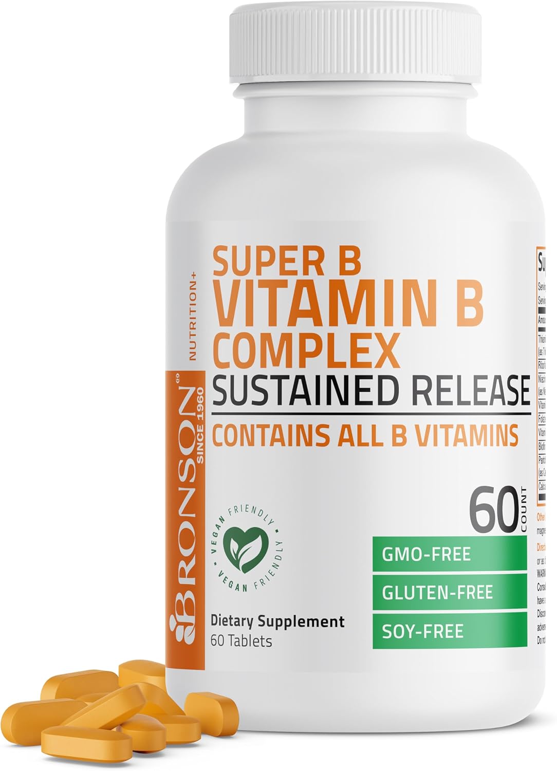 Bronson Super B Vitamin B Complex - Sustained Slow Release, 250 Tablets