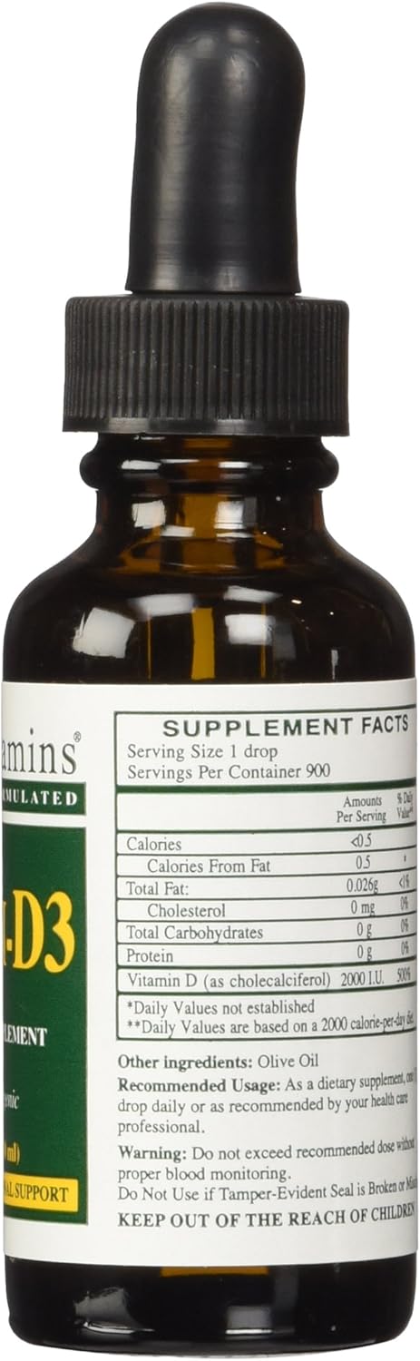 Rx Vitamins Liqui-D3 2000 IU - Vitamin D3 Liquid Drops, 30 mL