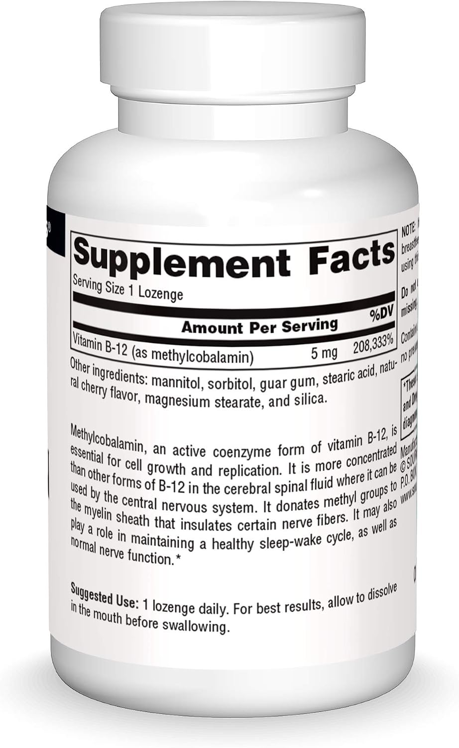Source Naturals Methylcobalamin Vitamin B-12 5mg Cherry Flavoured Lozenges