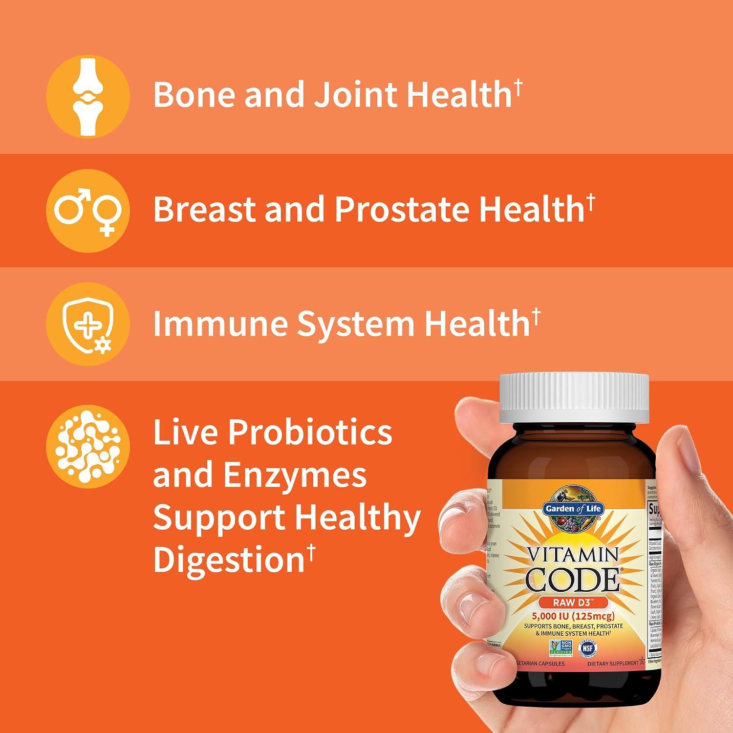 Garden Of Life, Raw Vitamin Code D3 2000Iu, 60 Vegetarian Capsules