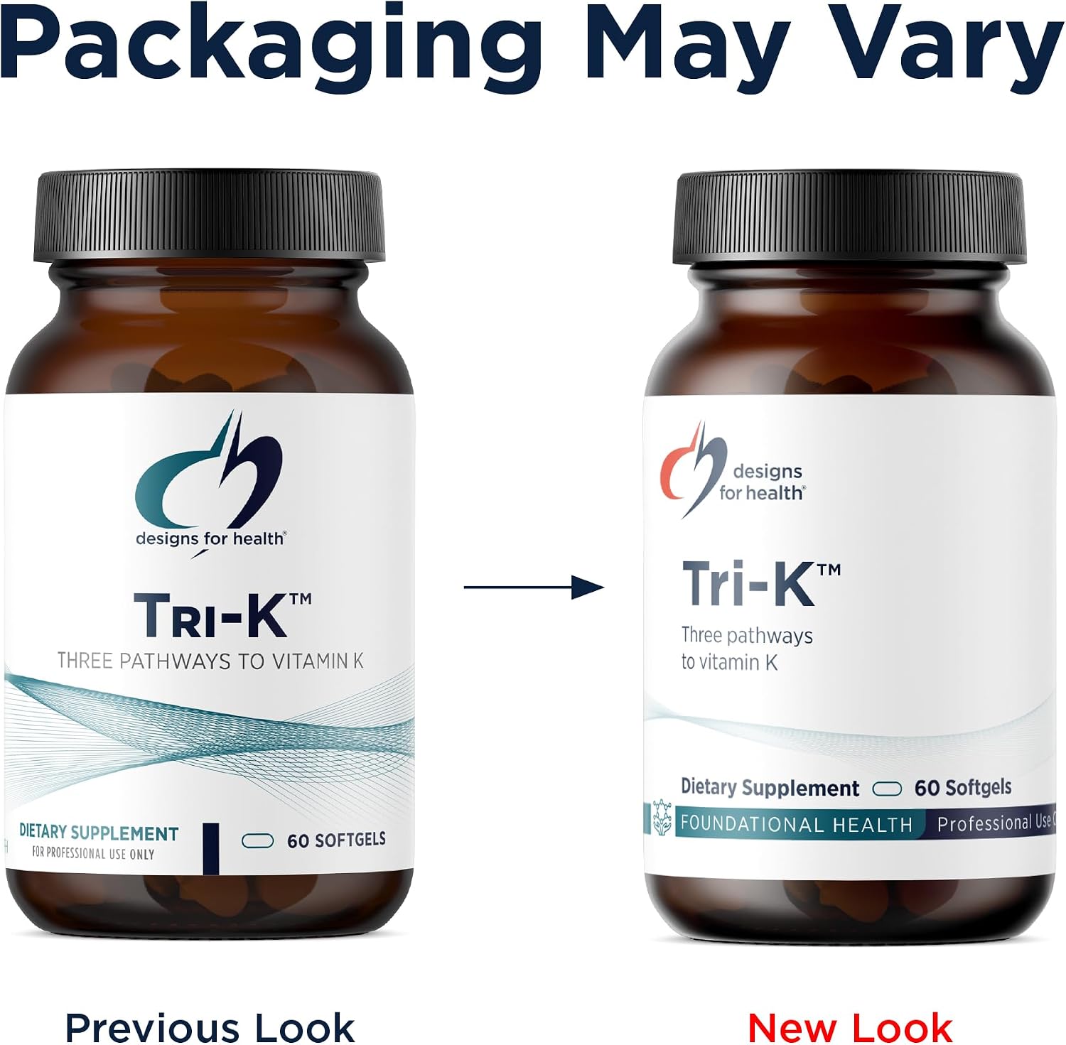 Designs for Health TRI-K - Three Forms of Vitamin K + GG, High Potency Supplement - 2000mcg Vitamin K1, 500mcg K2 MK-4 - Non-GMO + Gluten-Free (60 Softgels)