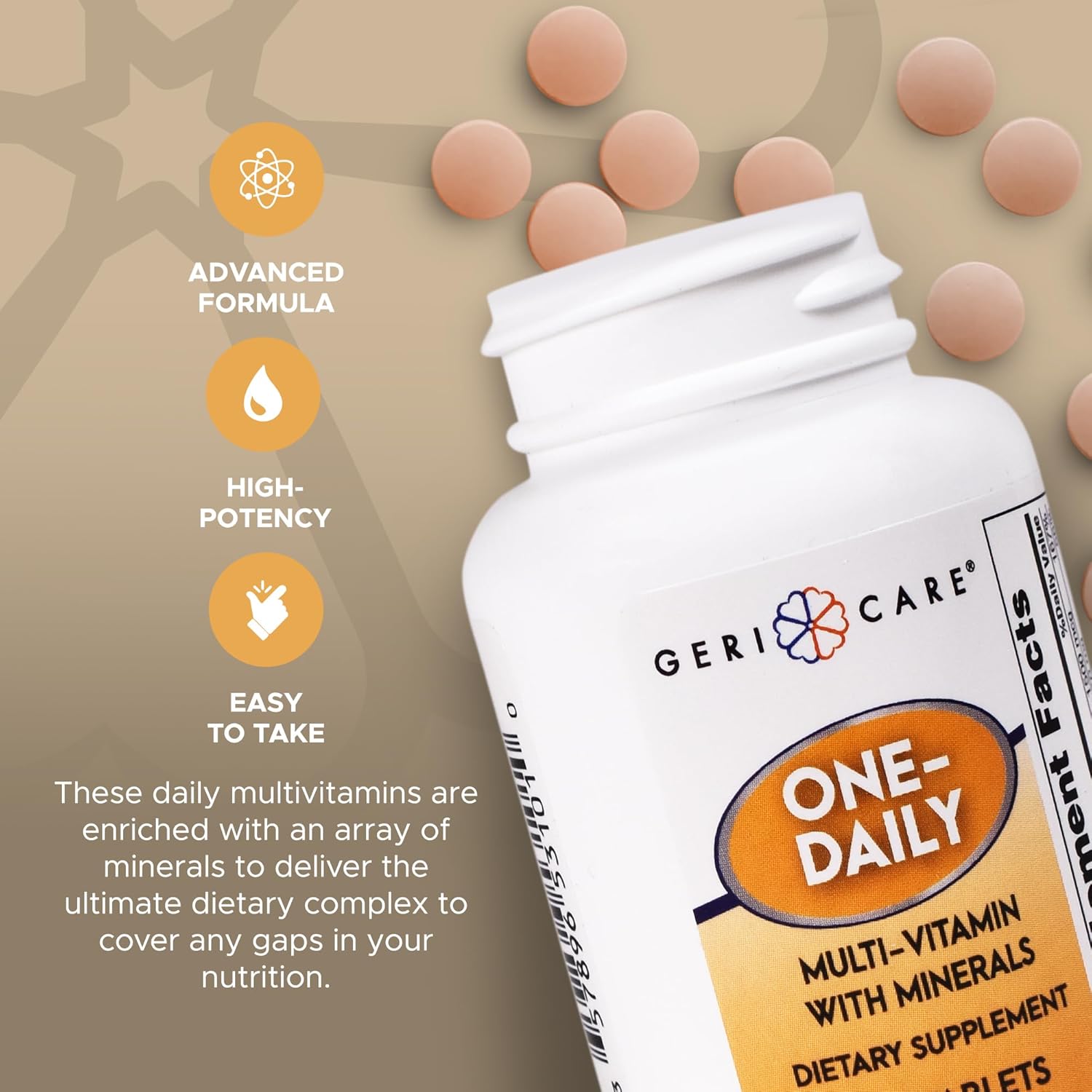 GeriCare One-Daily Multivitamins with Minerals for Men & Women (100 Tablets)