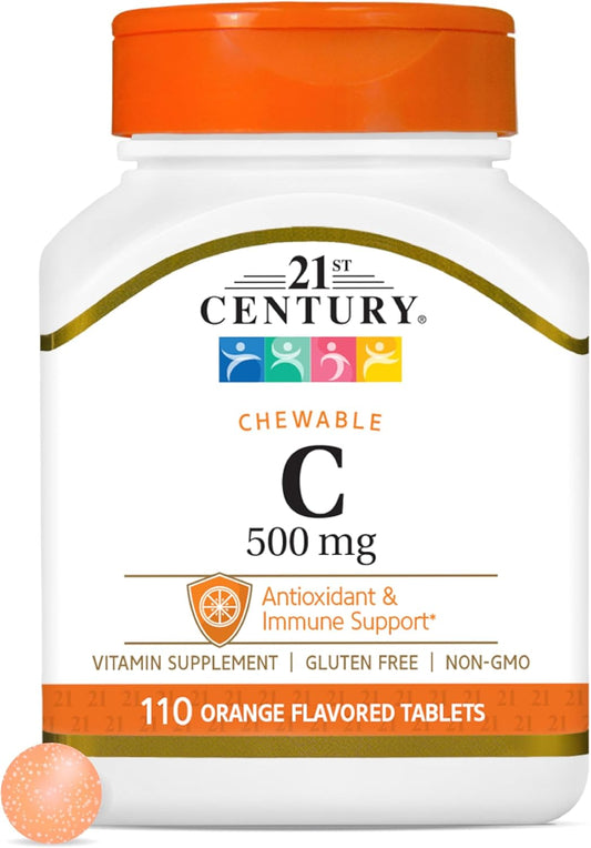21st Century Vitamin C 500 mg Chewable Tablets, Orange