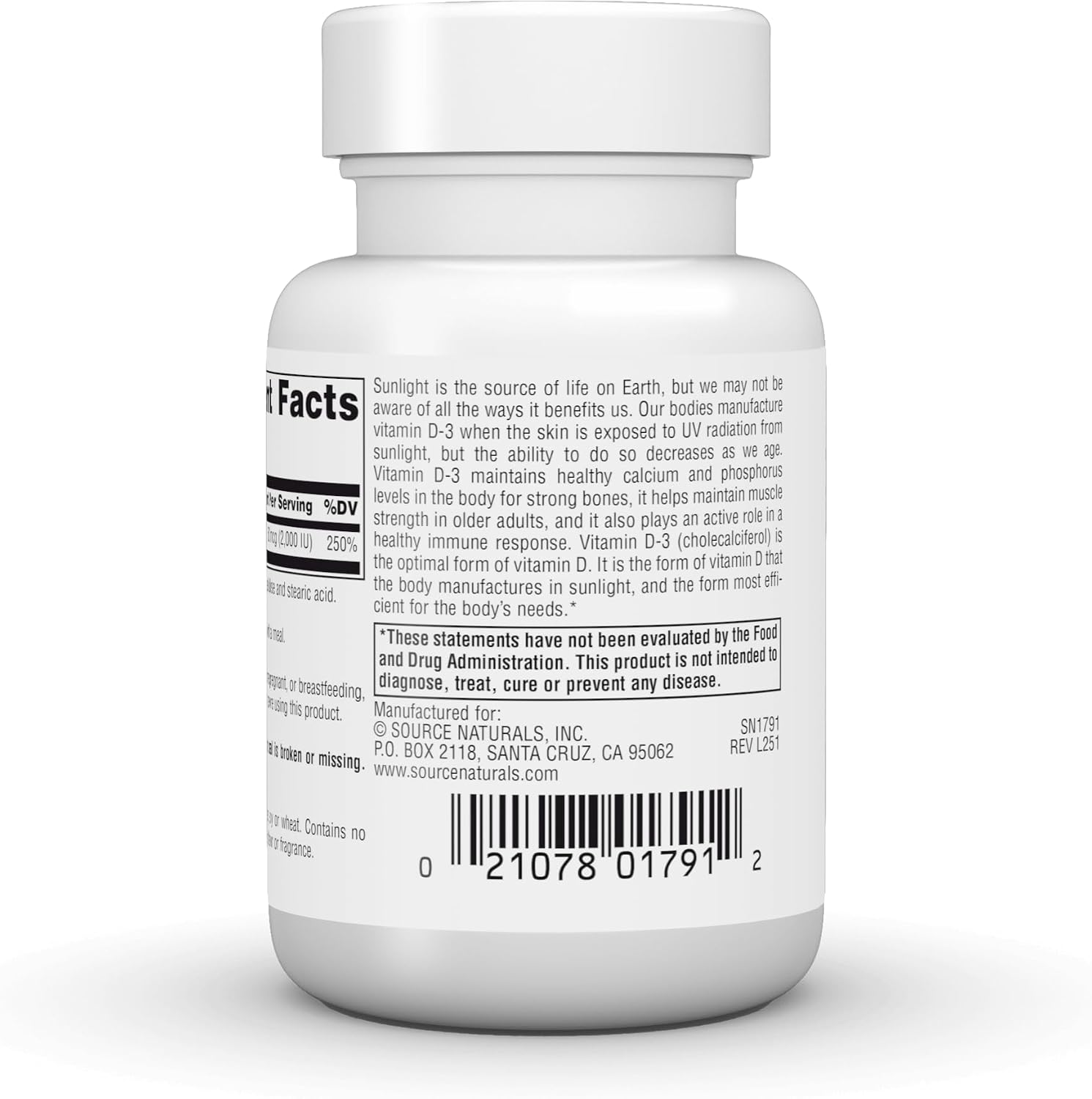 Source Naturals Vitamin D3 1000 IU (25 mcg) - 100 Tablets