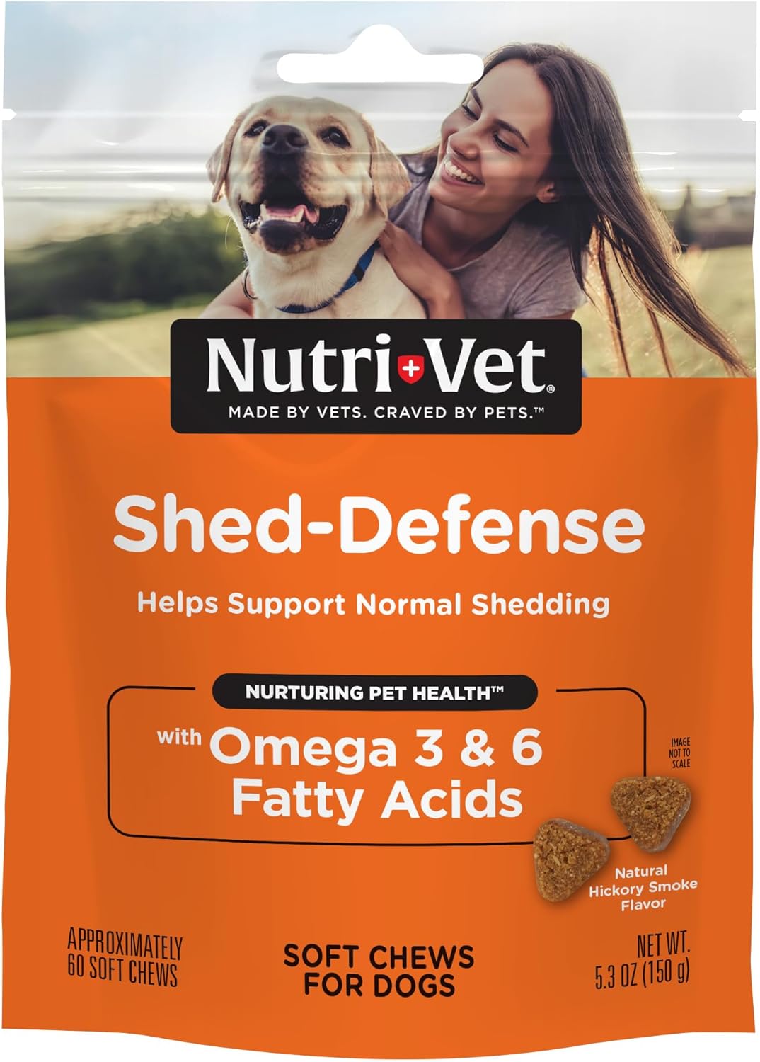 Nutri-Vet Shed Defense Soft Chews for Dogs – Omega-3 Fish Oil Skin & Coat Supplement, 60 Chews