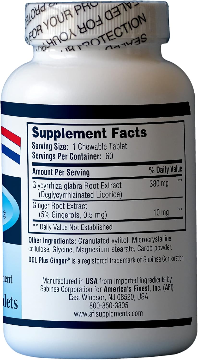 AFI DGL Plus Ginger Chewable Tablets - 60 Tablets