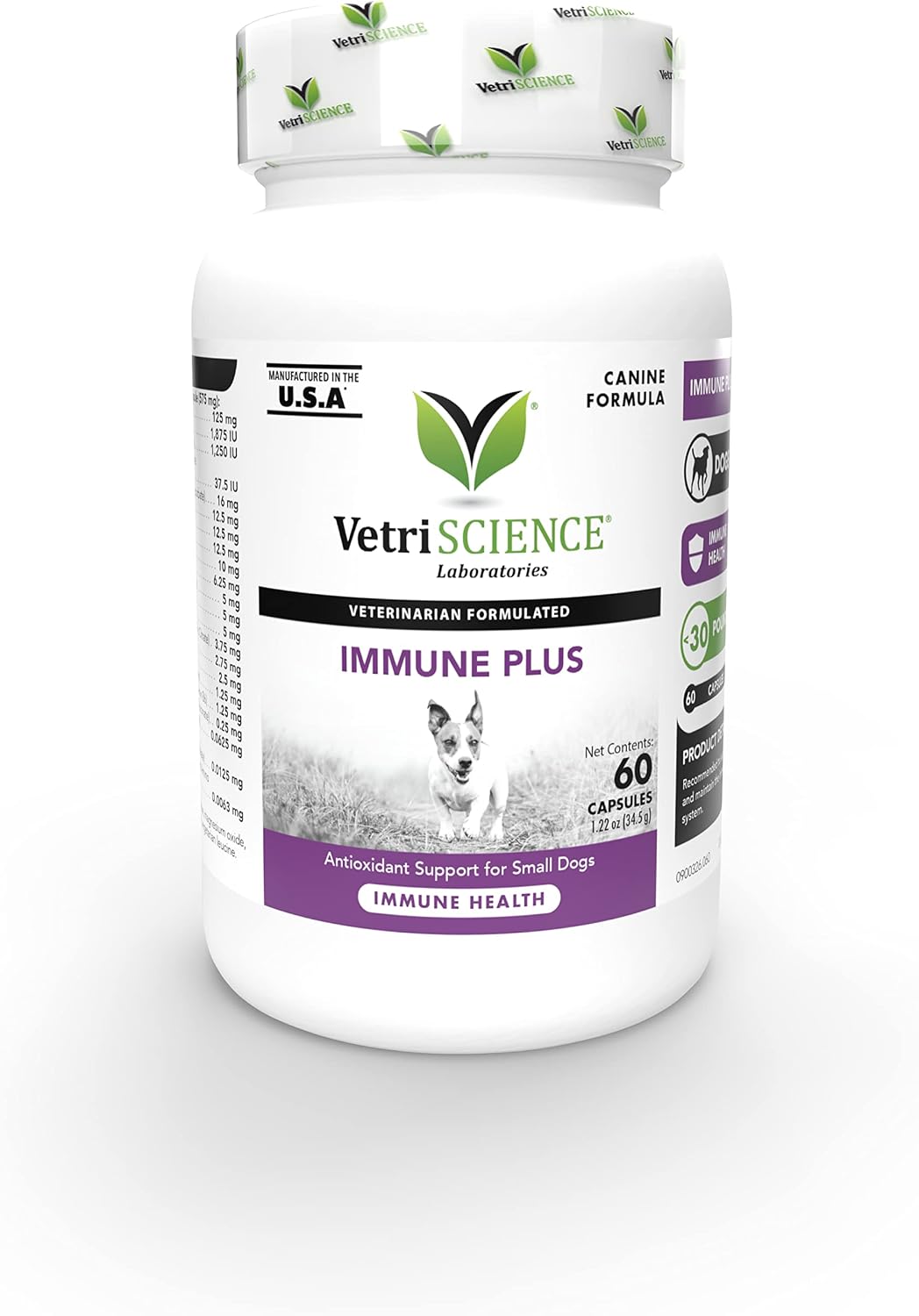 VetriScience Immunity Health Immune Plus Supplement for Medium and Large Breed Dogs – Easy-Open Capsules with Antioxidants, CoQ10, and Vitamins (60 Count)