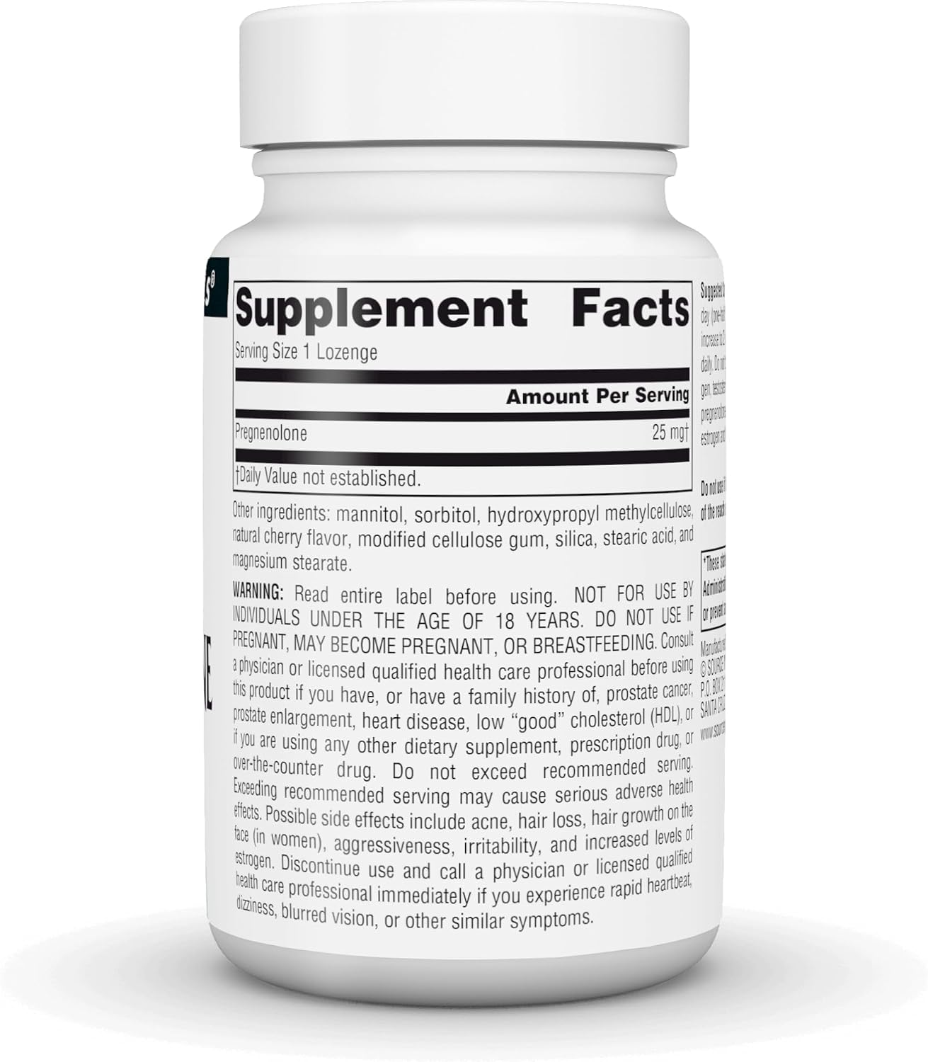 Source Naturals Pregnenolone 25 mg, 120 Cherry Lozenges