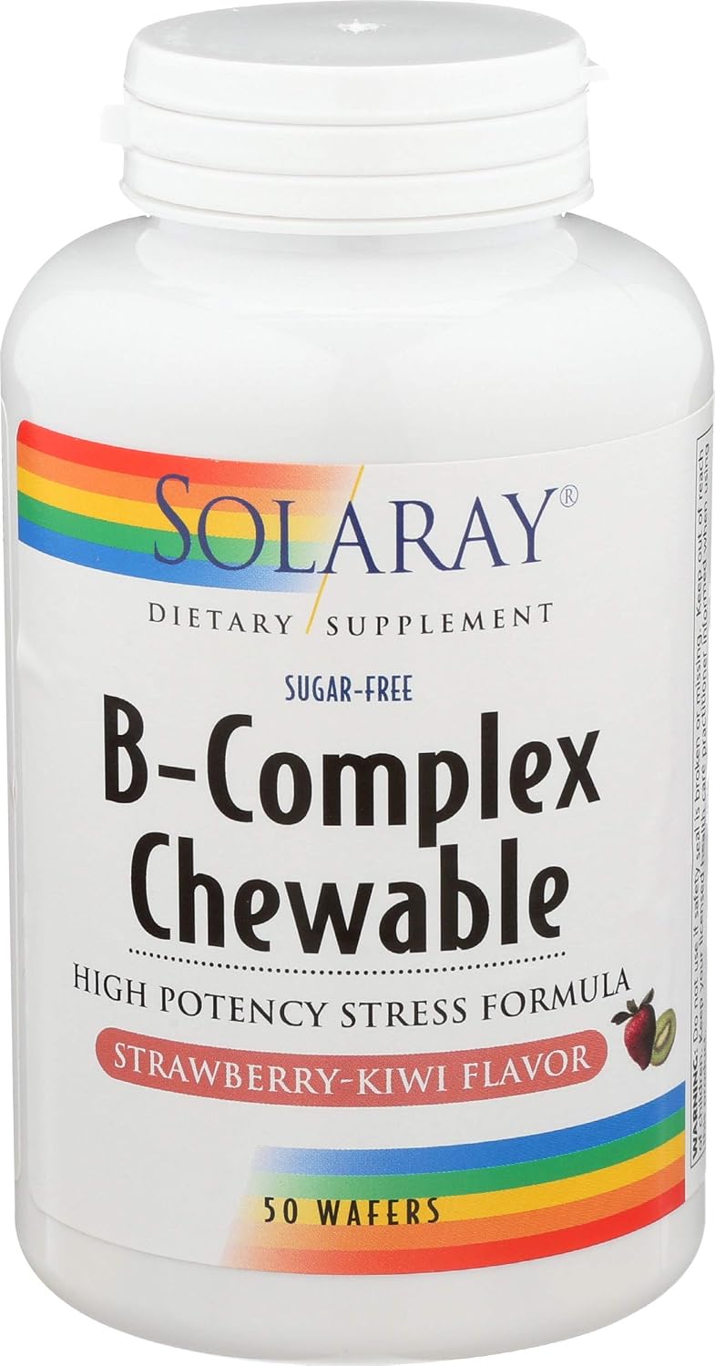 Solaray High Potency B-Complex Chewable, Natural Strawberry Flavour, 50 Chewables