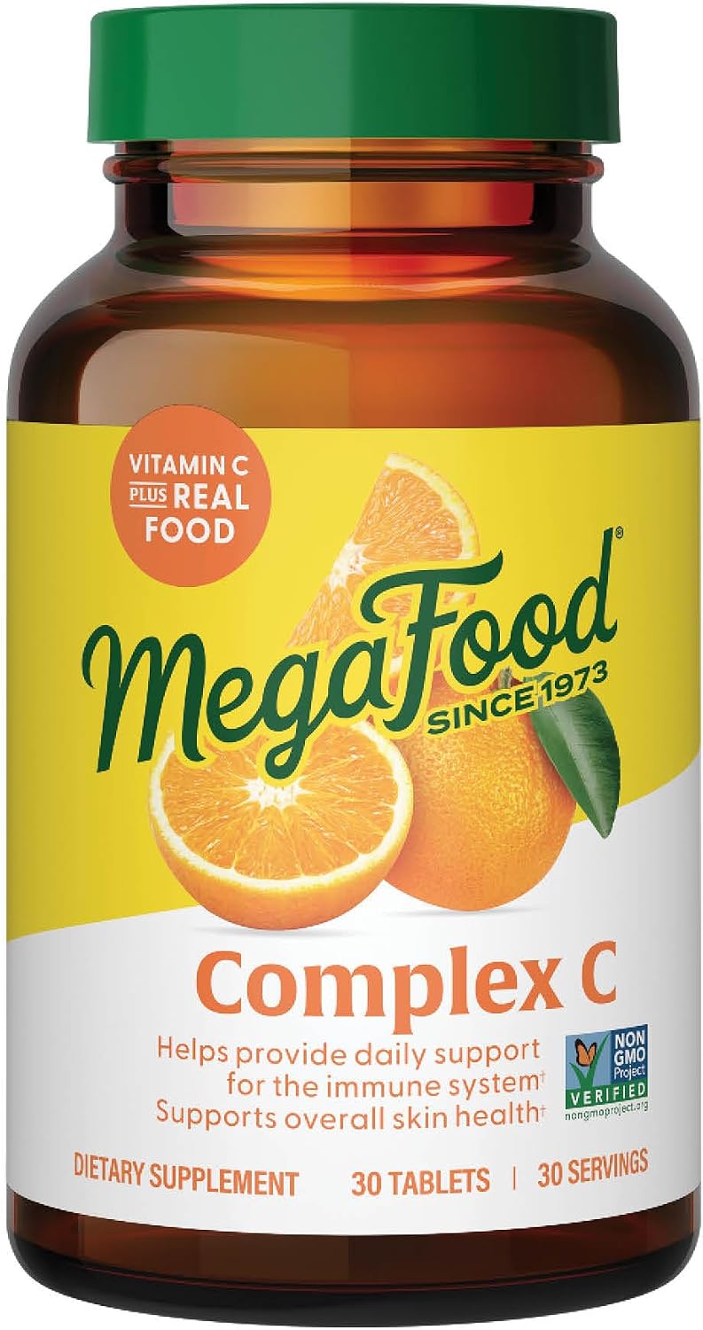MegaFood Complex C - Vegan Vitamin C Immune Support Supplement with Real Food, 30 Tablets
