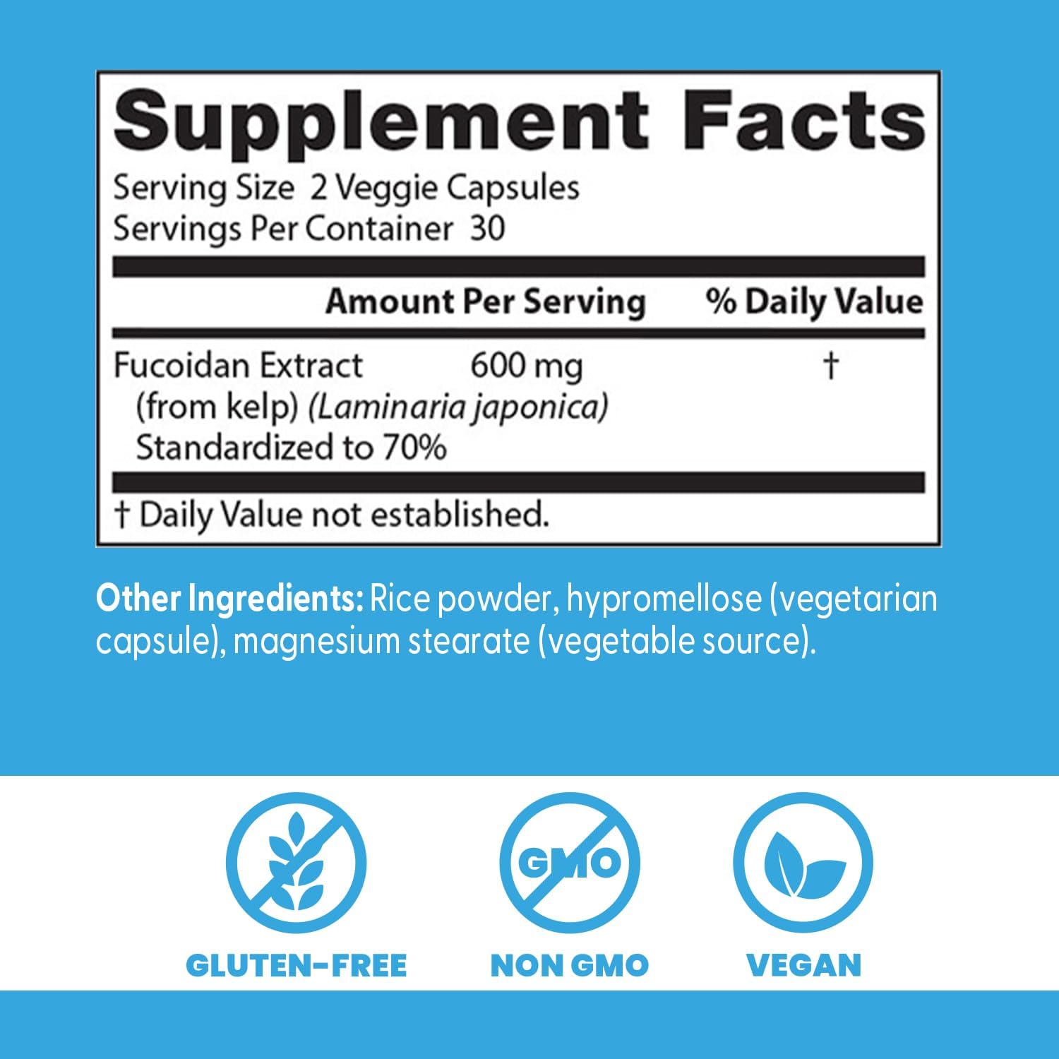 Doctor's Best Fucoidan Supplement for Immune Health & Antioxidant Support – 600mg, 60 Veg Caps