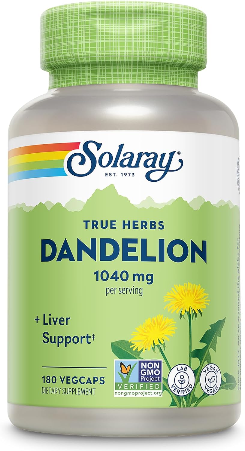 Solaray Dandelion Root 1040 mg – Natural Herbal Supplement for Women and Men, Non GMO Project Verified, 60 Vegan Capsules