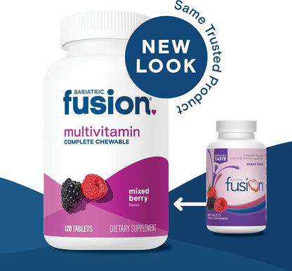 Bariatric Fusion Complete Chewable Multivitamin with Iron - Mixed Berry - 120 Tablets (1 Month Supply)