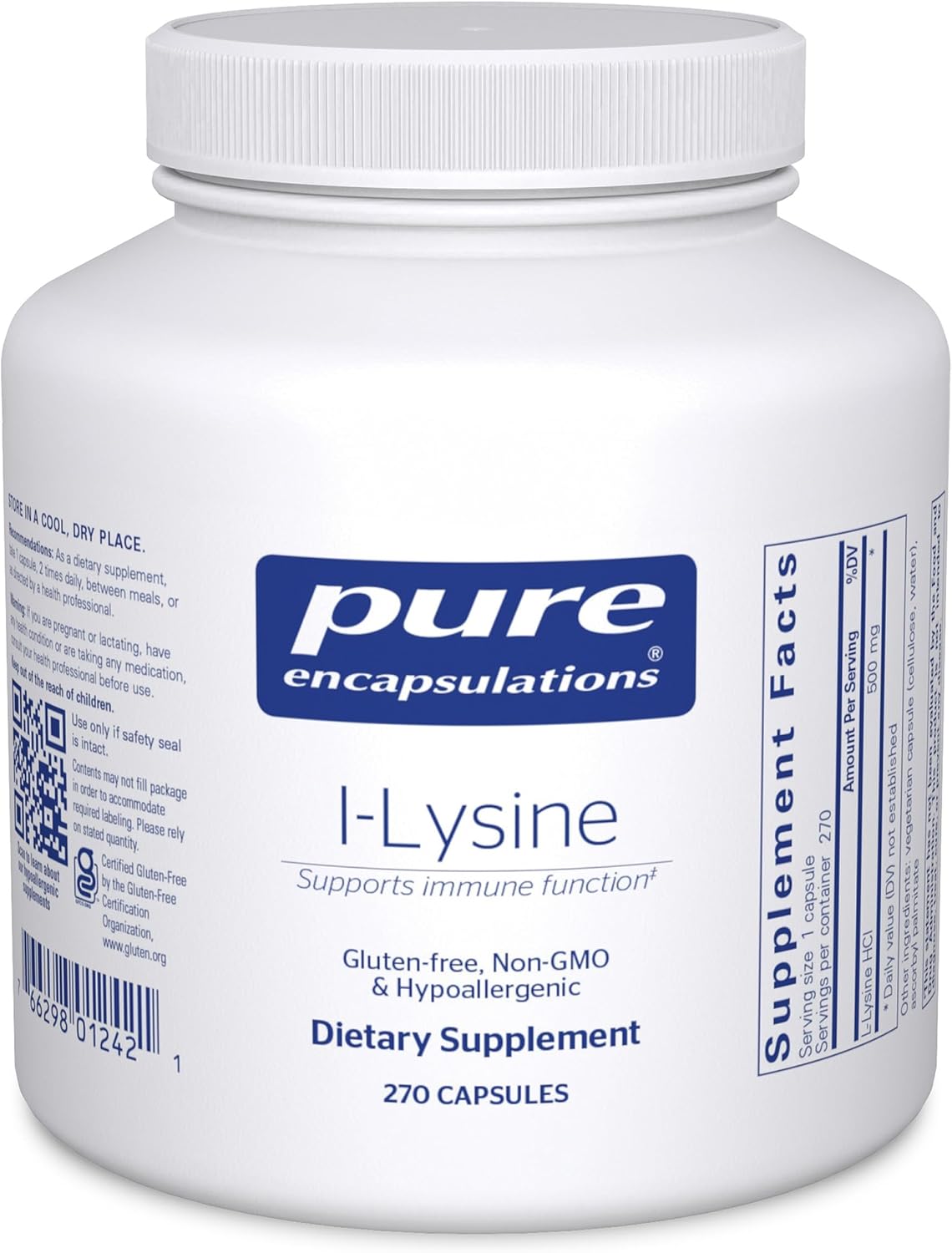 Pure Encapsulations L-Lysine - Essential Amino Acid Supplement for Immune Support & Gum, Lip Health - 90 Capsules