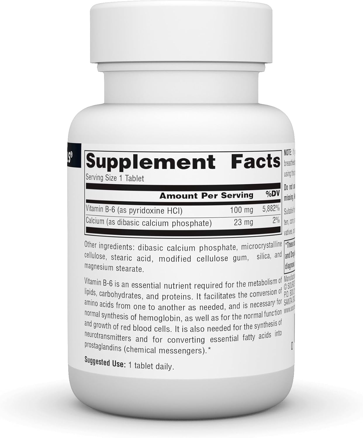 Source Naturals Vitamin B-6 100mg – 100 Tablets
