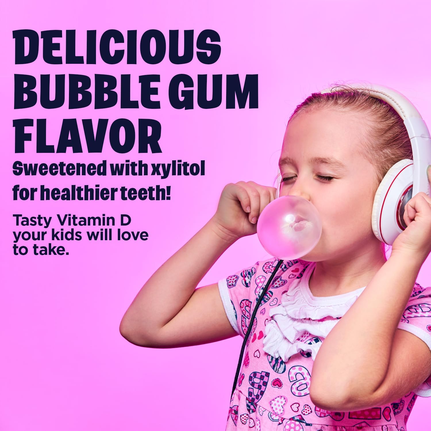 KAL Vitamin D-Rex Chewable - Children's Vitamin D3 400 IU, Bubble Gum Flavour, 90 Chewables