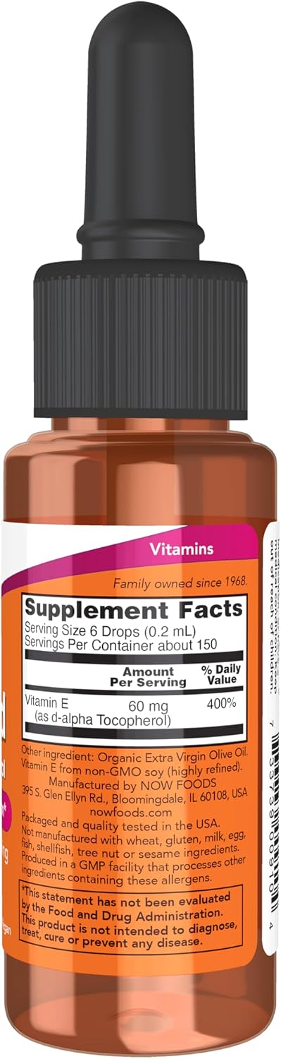 NOW Foods Natural Vitamin E Liquid (D-Alpha Tocopherol), 13,000 IU, 30 mL