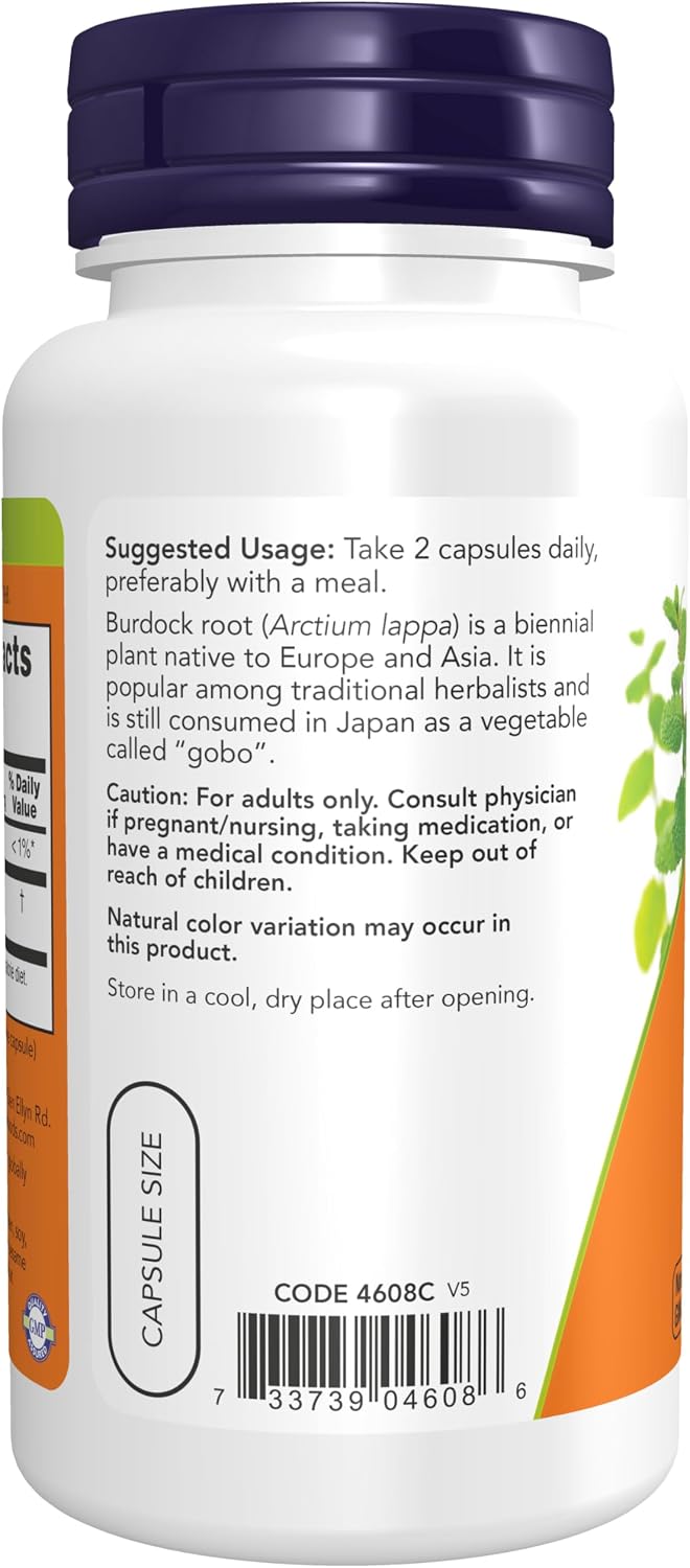 NOW Supplements, Burdock Root (Arctium lappa) 430 mg, Herbal Supplement, 100 Vegan Capsules