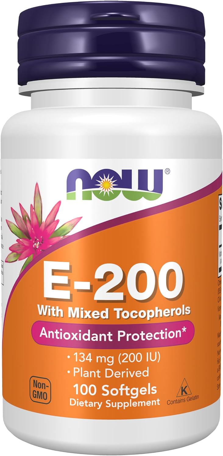 NOW Foods Vitamin E-200 IU Mixed Tocopherols, 100 Softgels