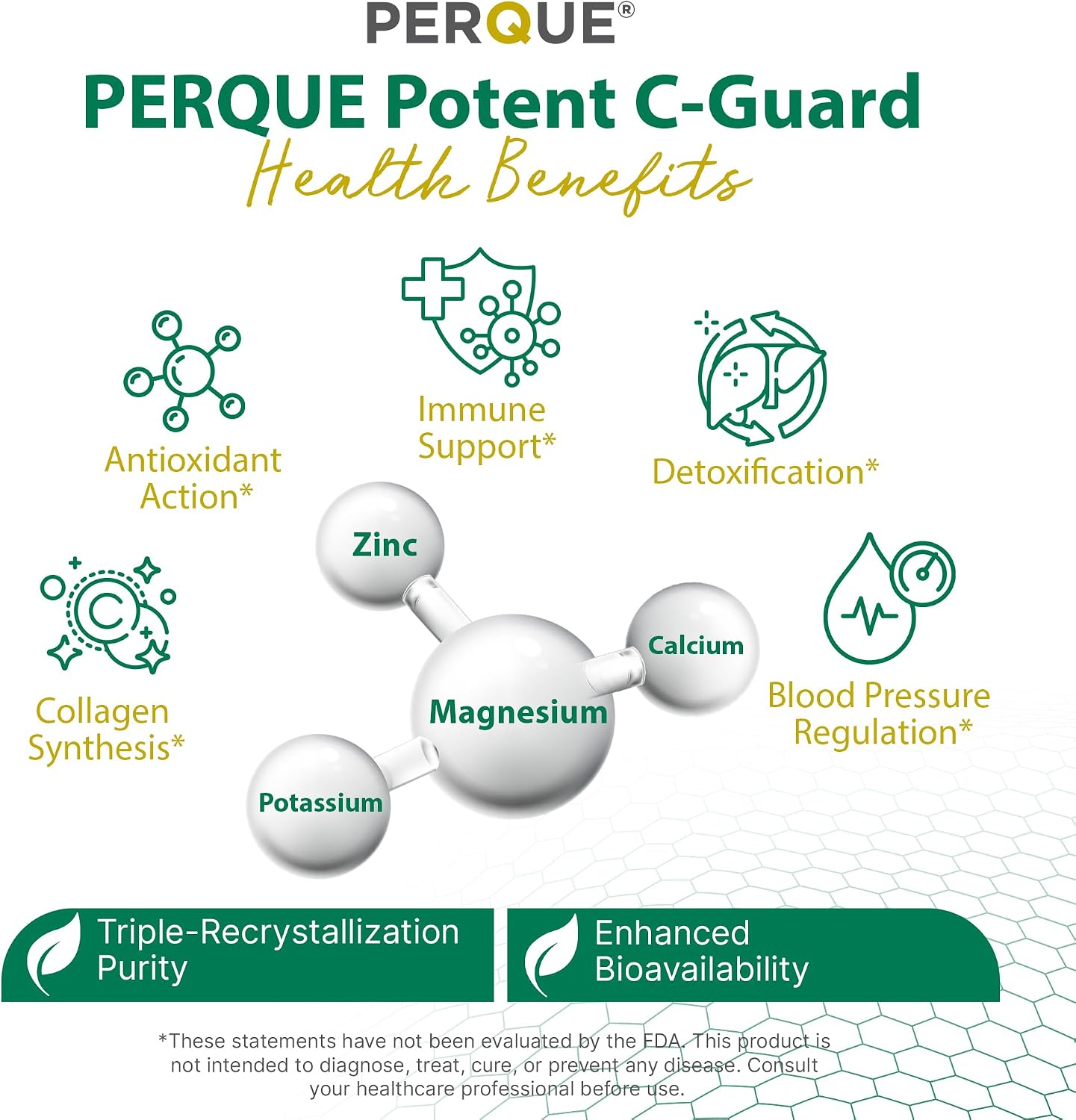 PERQUE Buffered Vitamin C Ascorbate Powder – pH Balanced, Allergen-Free, Effervescent – 16 oz (454 g)