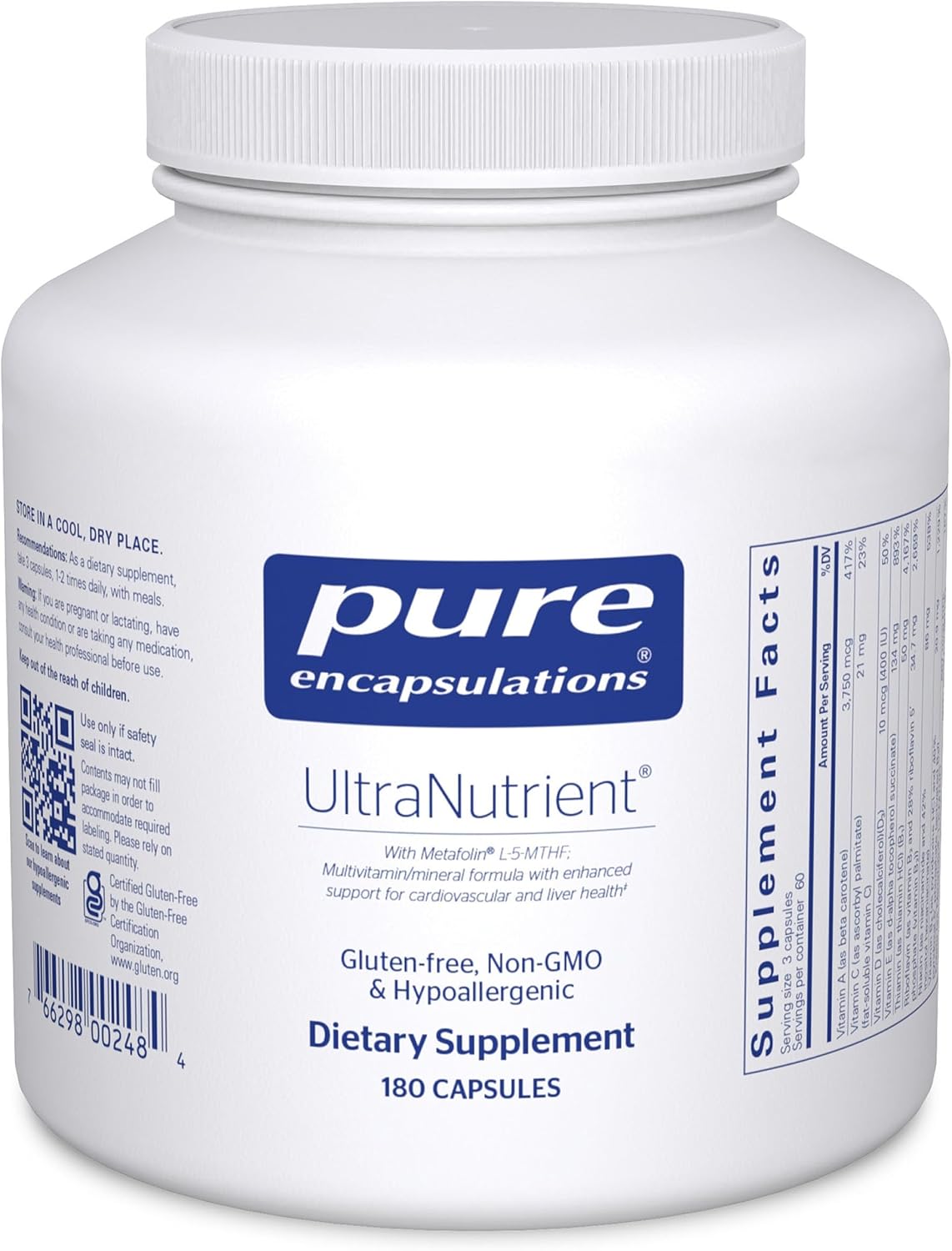 Pure Encapsulations UltraNutrient – Minerals & Multivitamins – Supports Liver & Heart Health – with Vitamin C, CoQ10 – Non-GMO & Gluten-Free – 180 Capsules