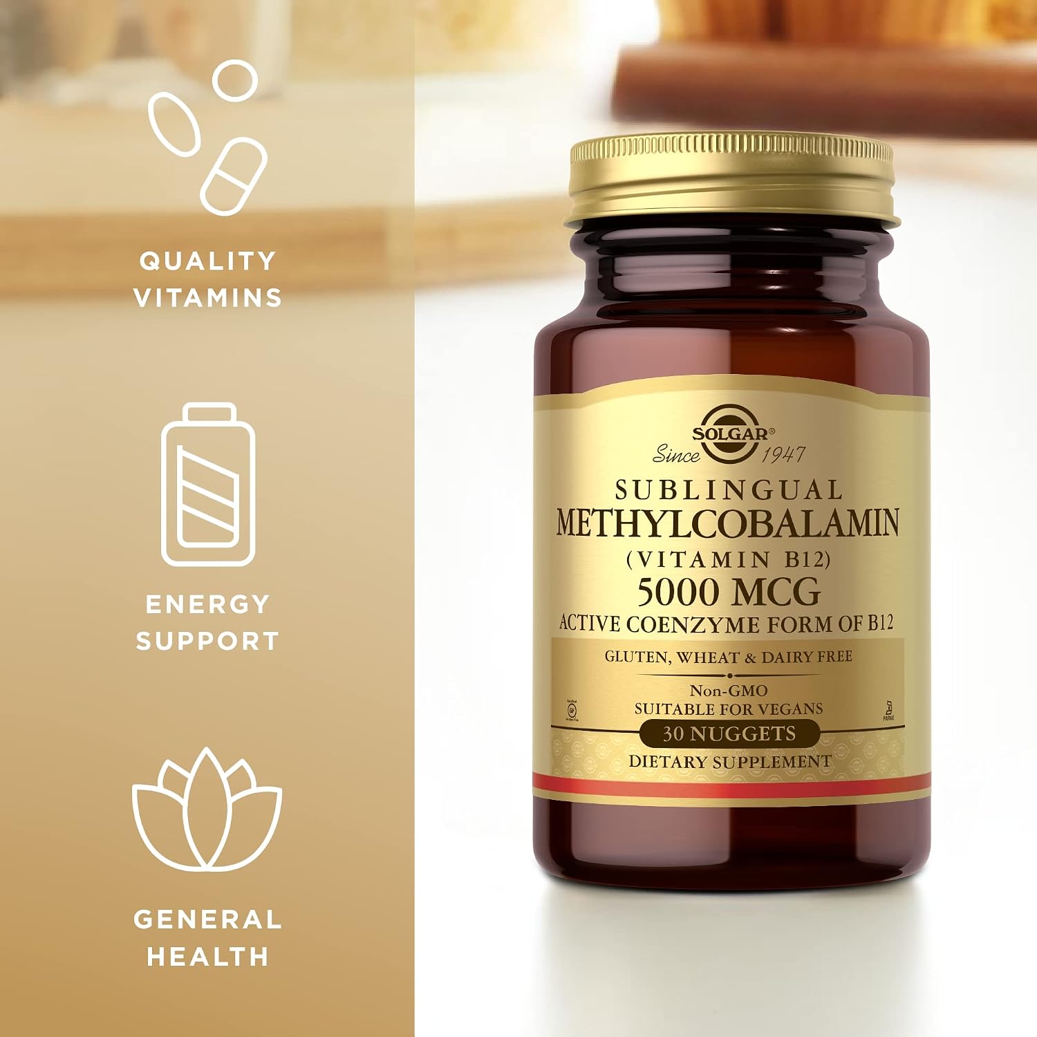 Solgar Methylcobalamin (Vitamin B12) 5000 mcg, 30 Sublingual Nuggets