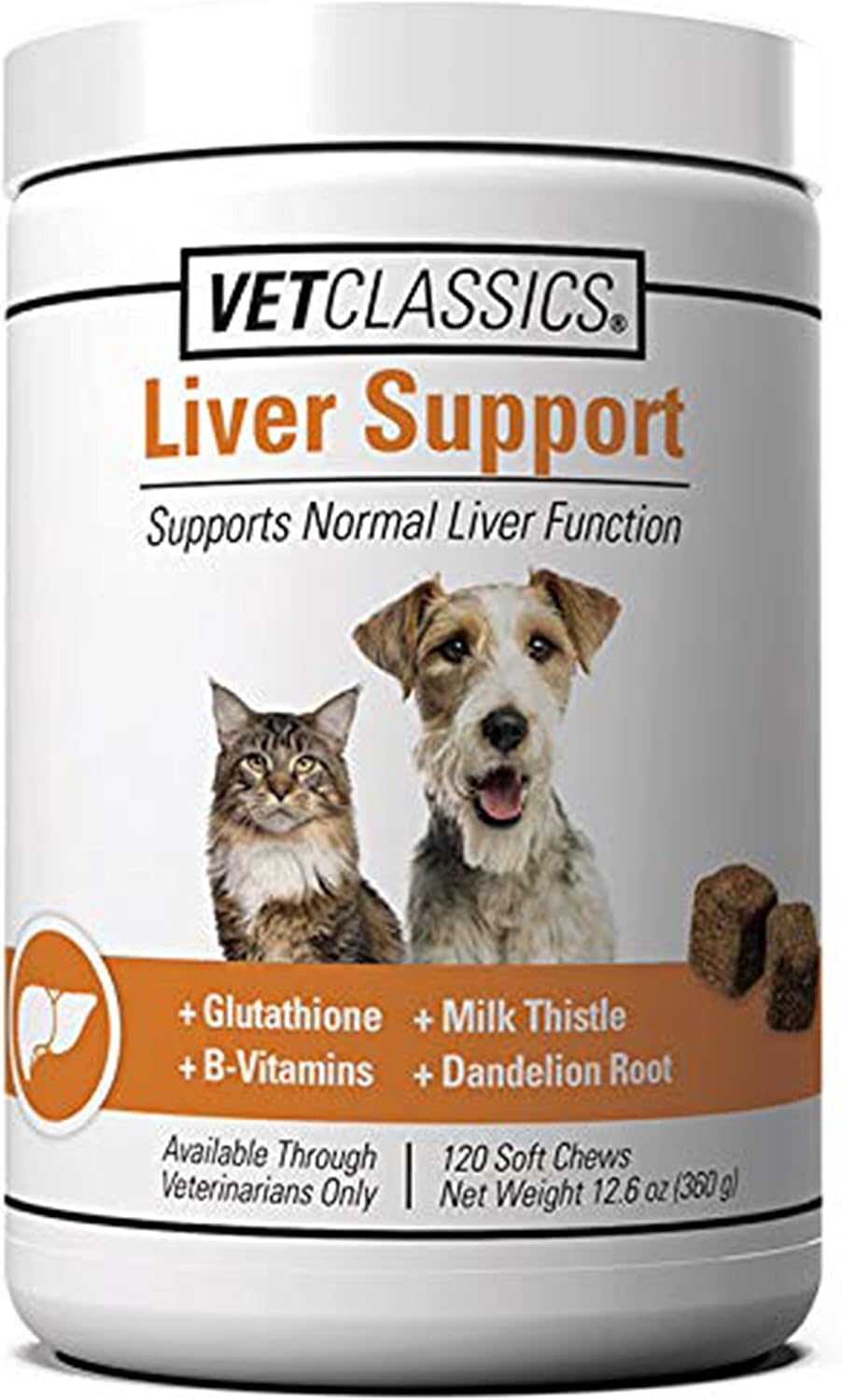 Vet Classics Liver Support Pet Health Supplement for Dogs and Cats – Liver Functions – B-Vitamins, Glutathione, Milk Thistle – 60 Chewable Tablets (Canada)