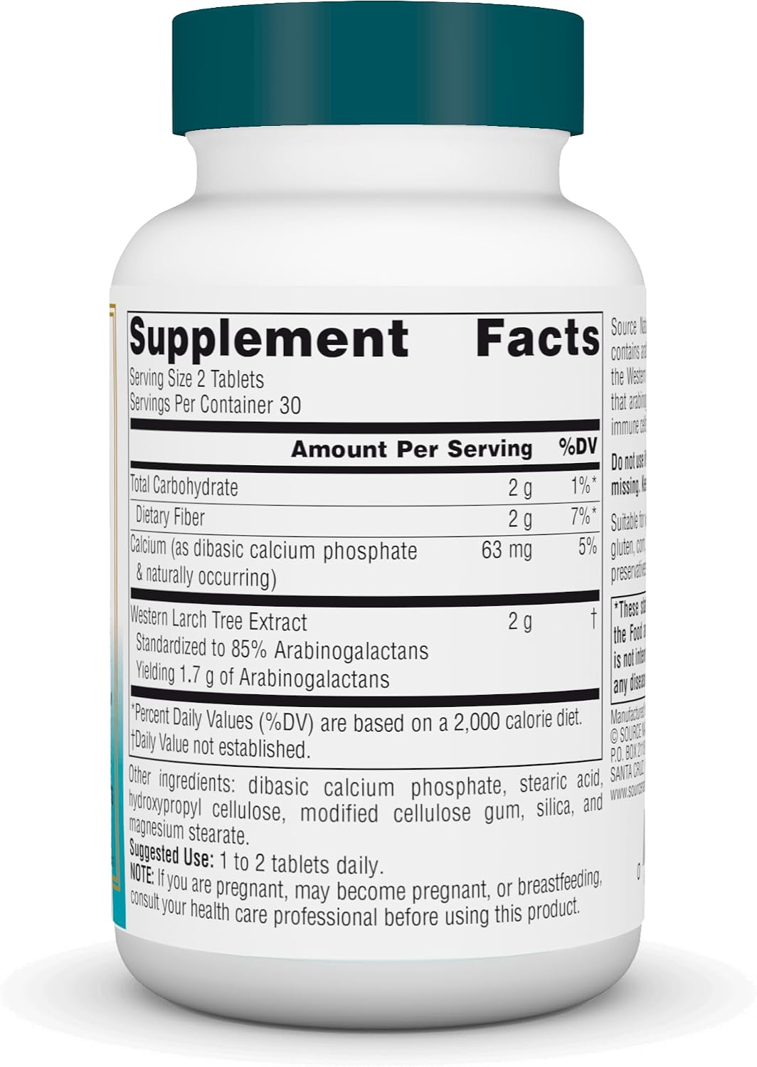 Source Naturals Wellness Larch Extract – Standardized Arabinogalactans – 60 Tablets