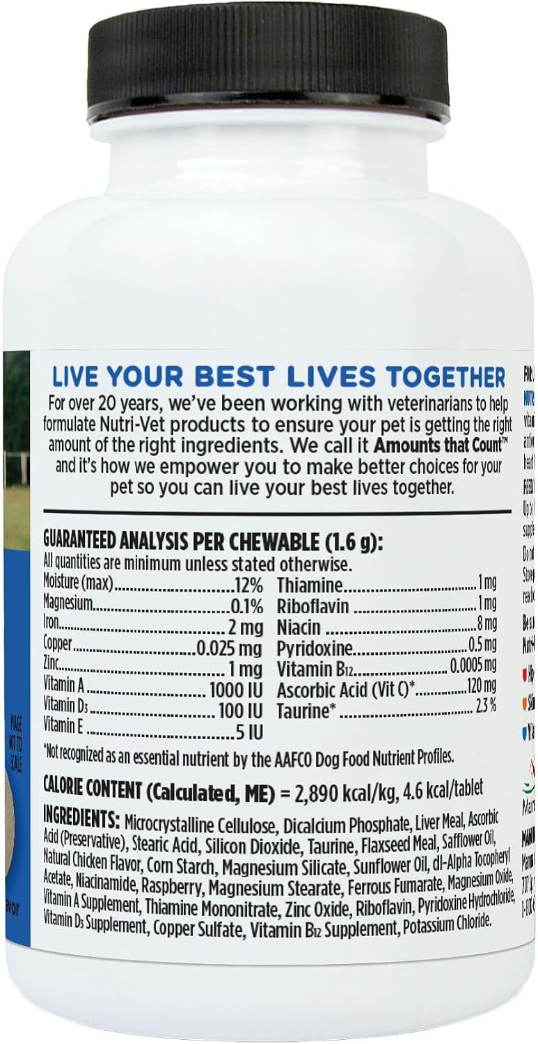 Nutri-Vet Puppy-Vite Chewable Tablets for Puppies - Daily Canine Multivitamin with Essential Vitamins & Minerals, 60 Count