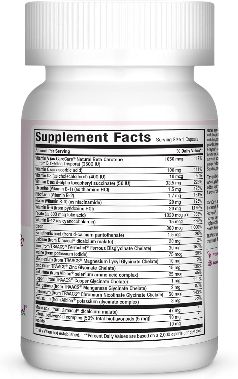 Maxi Health Prenatal Vitamins for Women - One a Day - Pregnancy Multivitamin with Folic Acid, Iron, Vitamin D3, B12, Zinc & Biotin - 60 Capsules